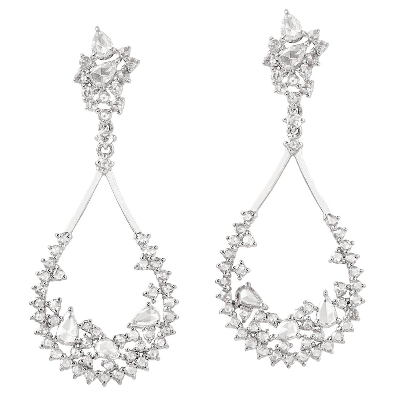 18 Karat White Diamond Gold Earrings