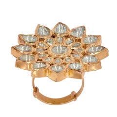 Uncut Diamond 18 Karat Gold Artisan Adjustable Ring