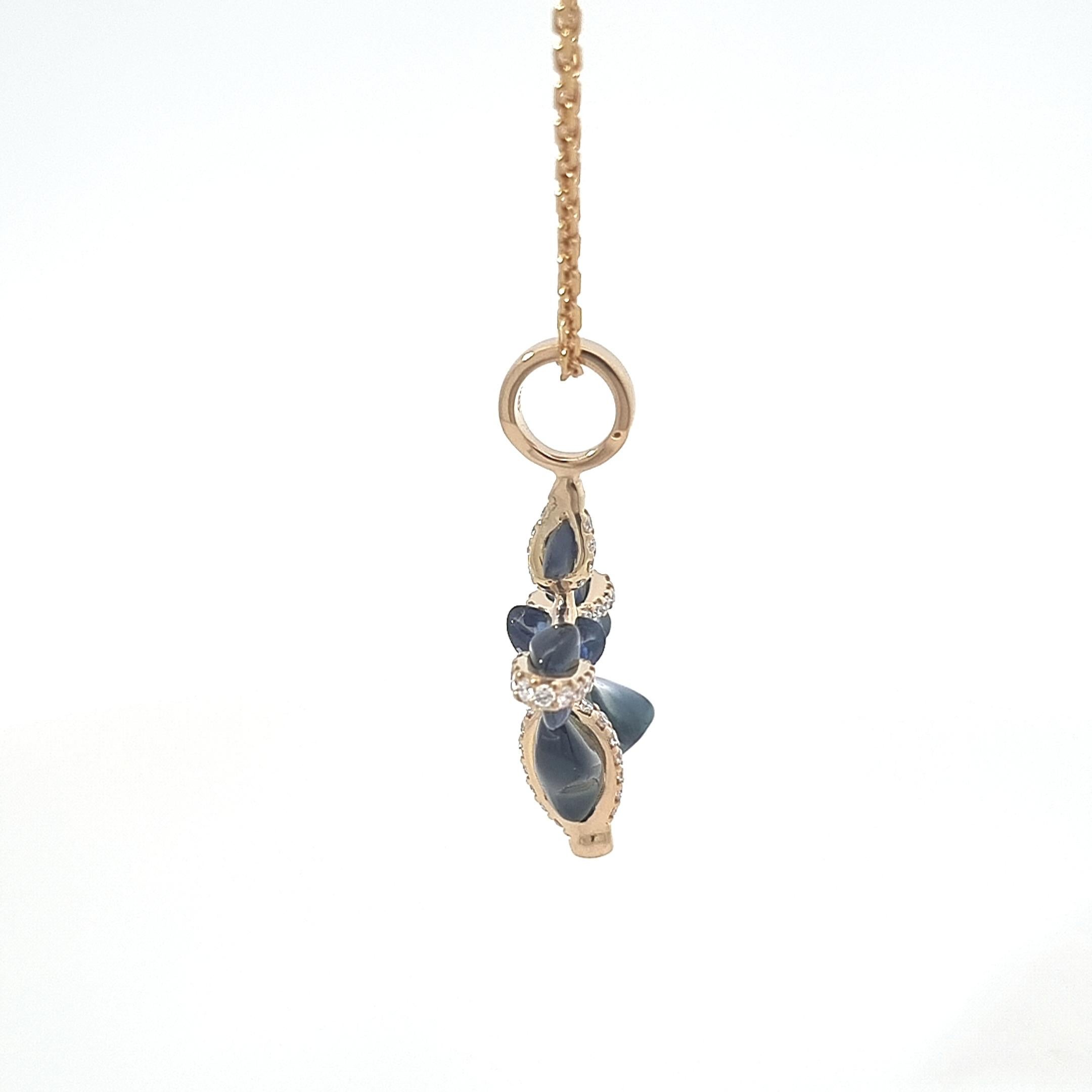 Uncut Sapphires Pendant with White Diamonds in a Cross Form In New Condition For Sale In ประเวศ, TH
