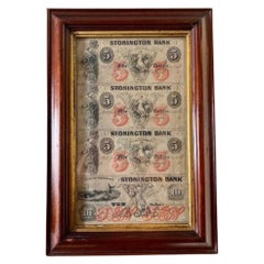 Vintage Uncut Sheet of Nautical Decorated Commercial Banknotes, Circa 1850s - 1860s
