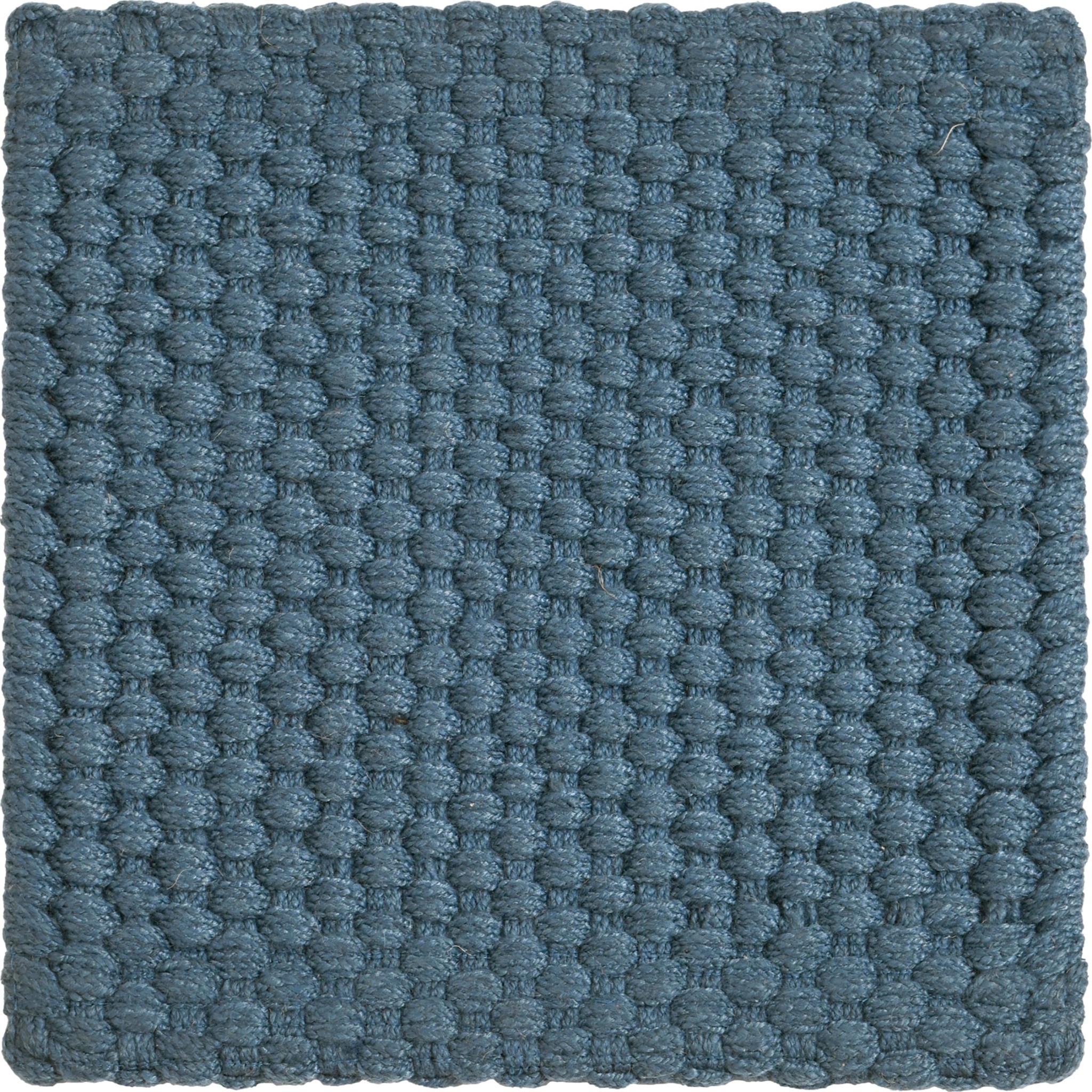 Unda 6x9ft Denim 100% GRS Haustier Textur Korbgeflecht Design Luxus handgewebten Teppich (Handgewebt) im Angebot