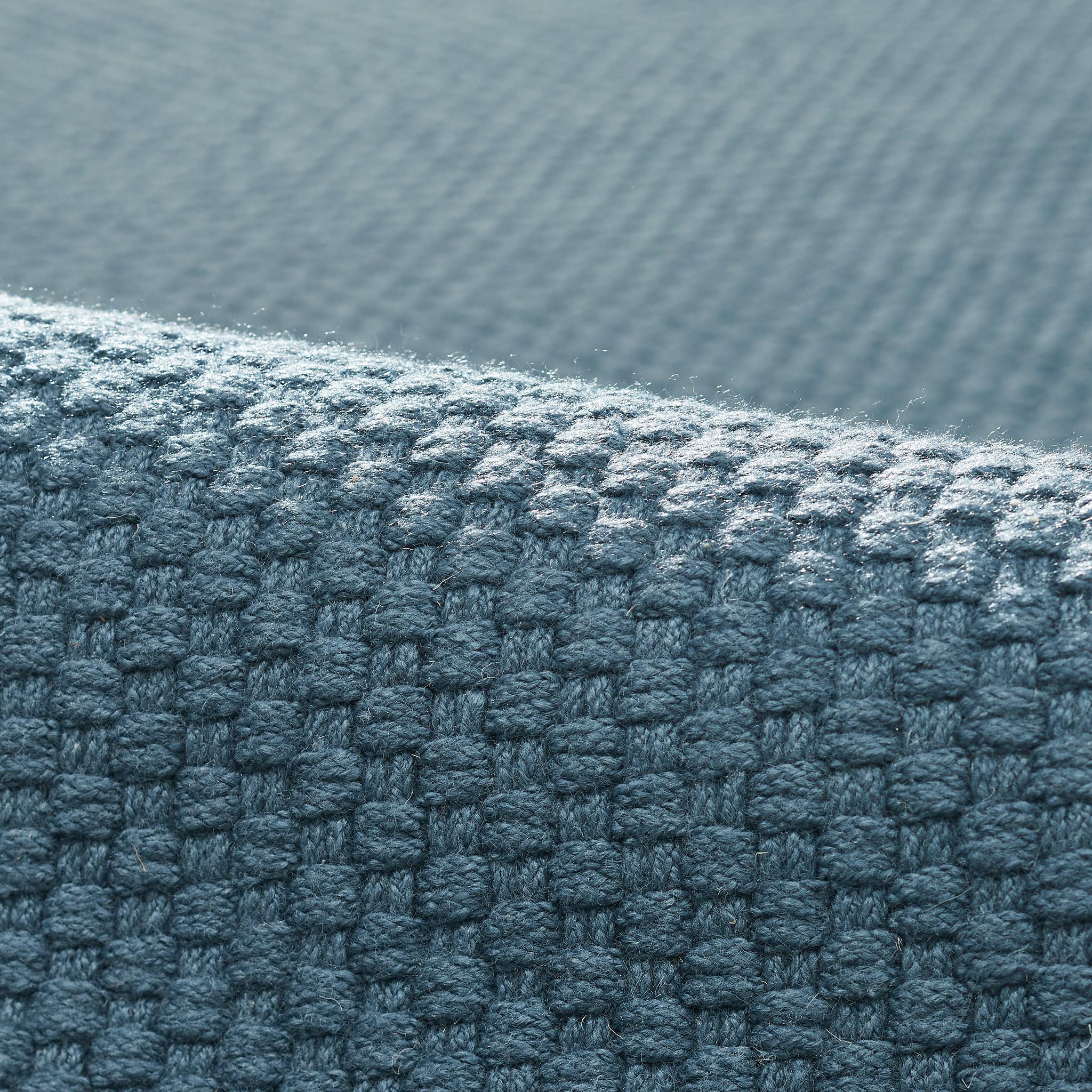 Unda 8x10ft denim 100% GRS pet texture basket weave design luxe tapis tissé à la main Neuf - En vente à New York, NY