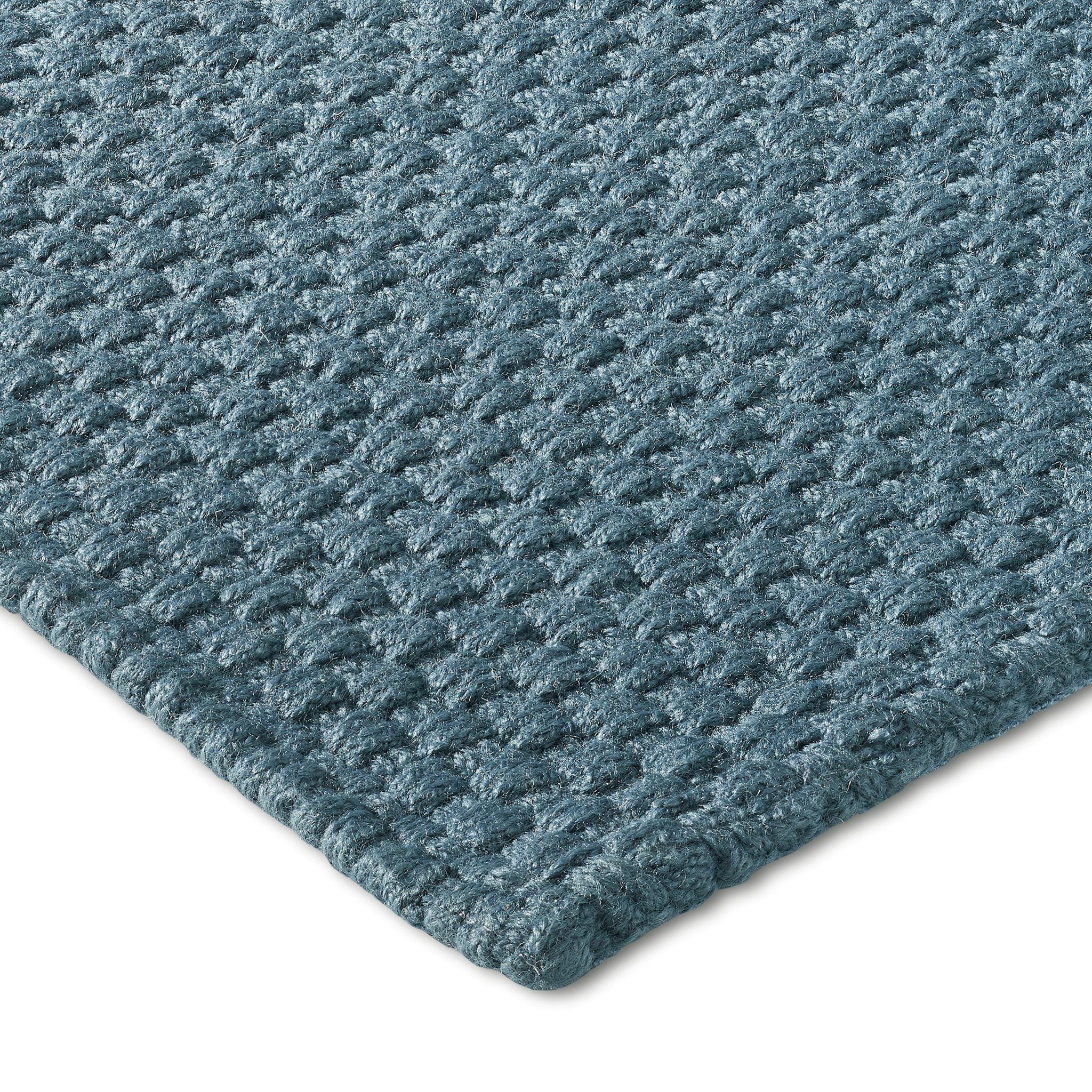Polyester Unda 8x10ft denim 100% GRS pet texture basket weave design luxe tapis tissé à la main en vente