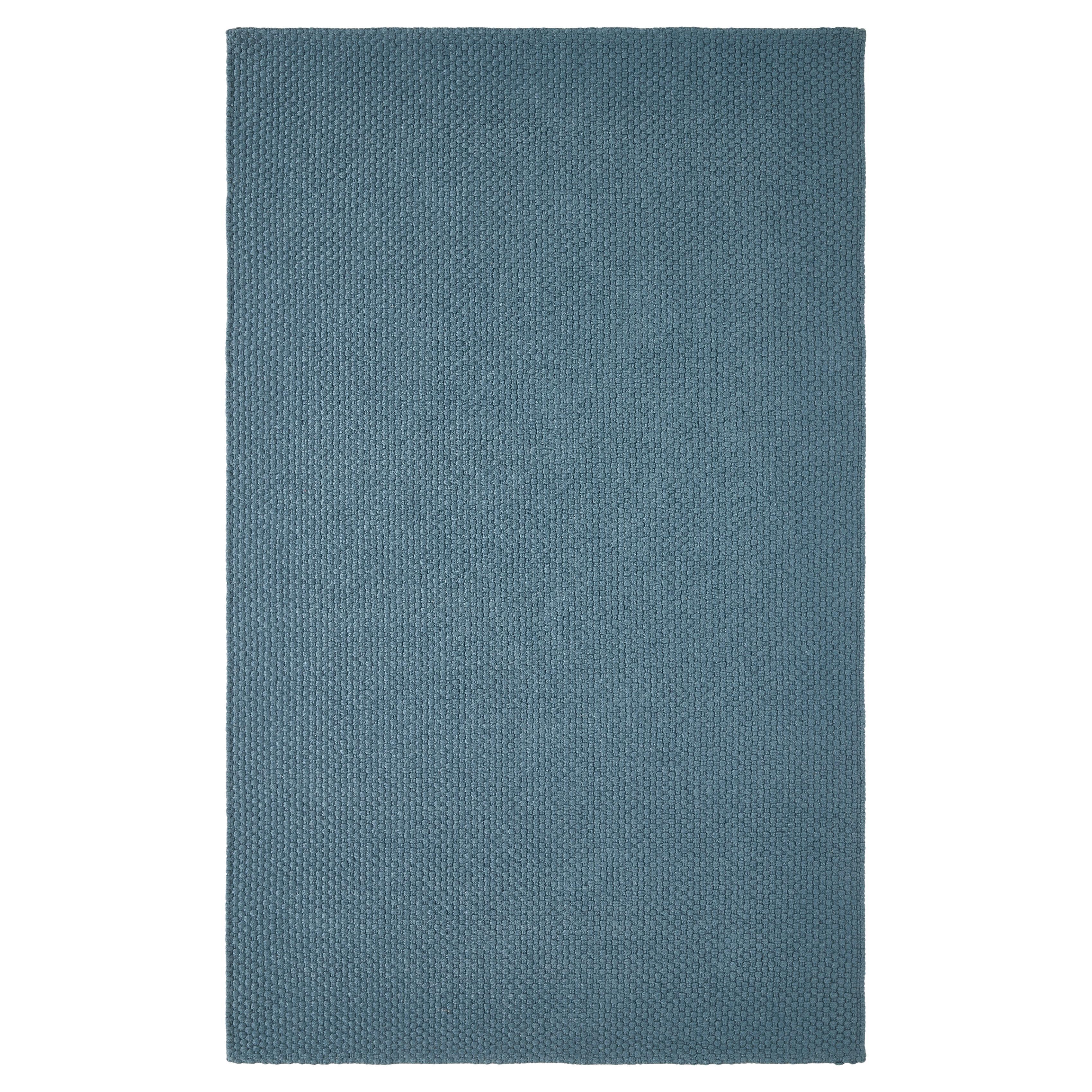 Unda 8X10ft Denim 100% GRS Pet Texture Basket Weave Design Luxury Handwoven Rug