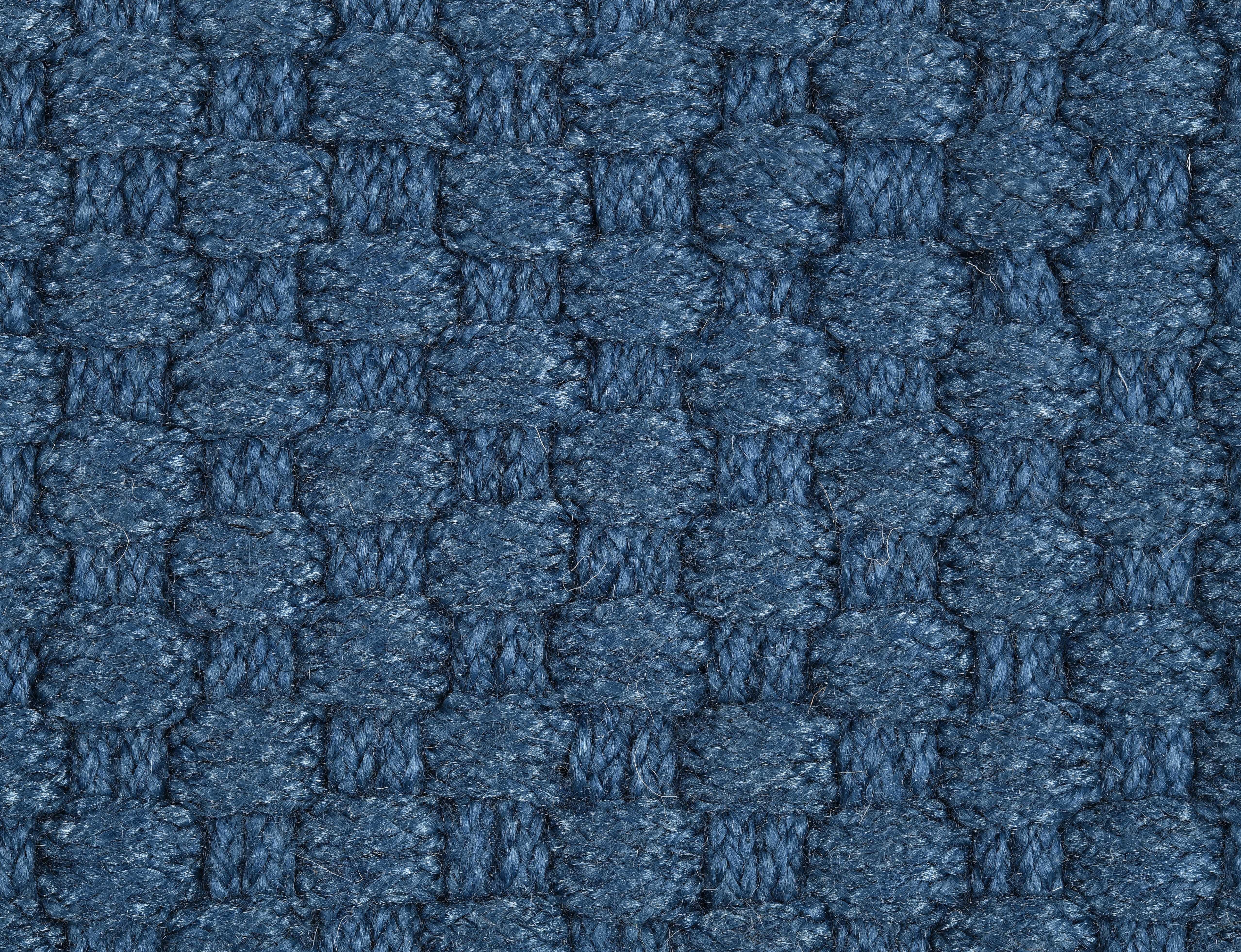Hand-Woven Unda, Denim, Face 100% GRS PET From Recycled Bottles 6 x 9 For Sale
