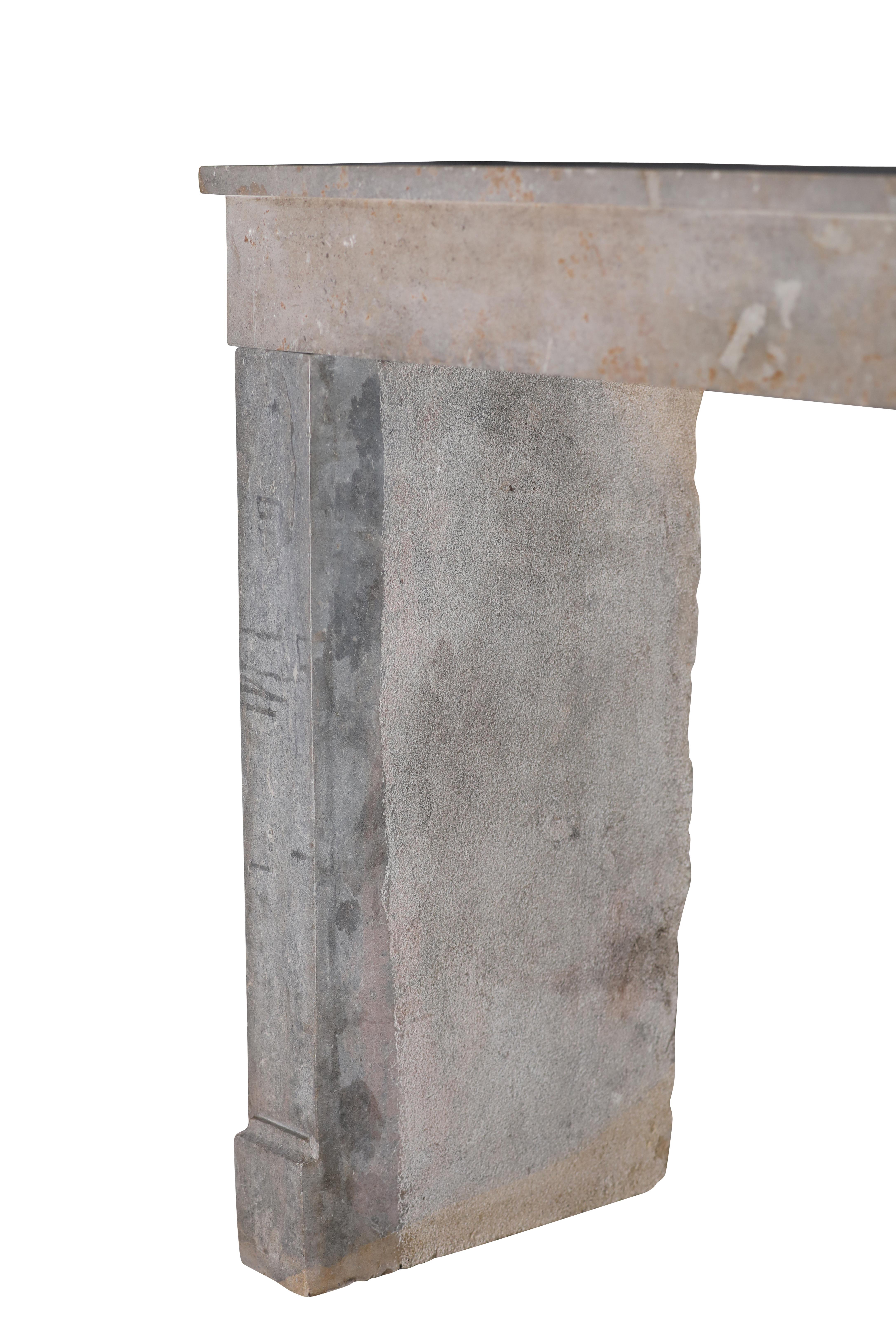 Chimenea Antigua De Piedra Gris Indefinida De Francia Para Un Interiorismo Atemporal en venta 5