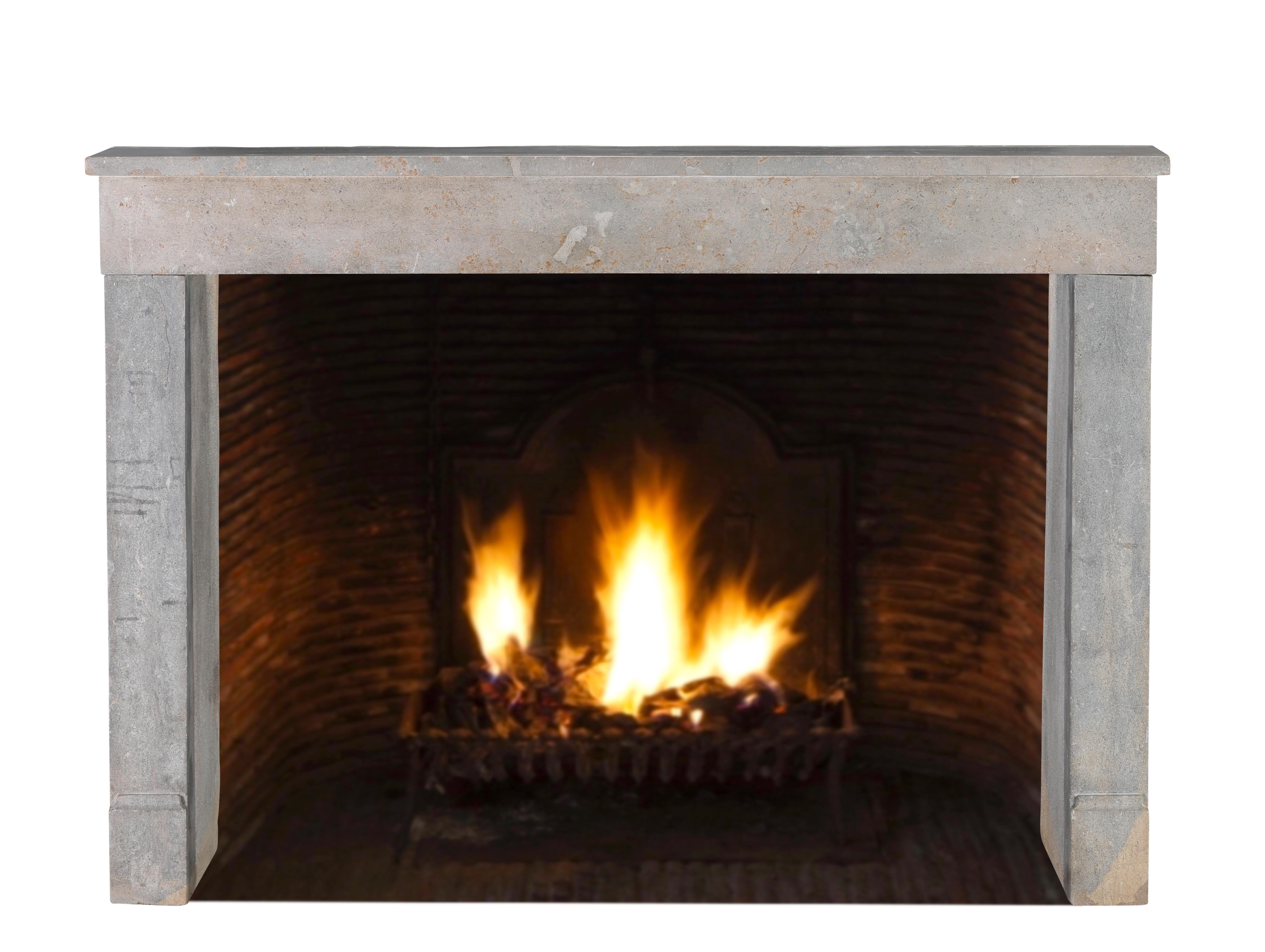Chimenea Antigua De Piedra Gris Indefinida De Francia Para Un Interiorismo Atemporal en venta 6