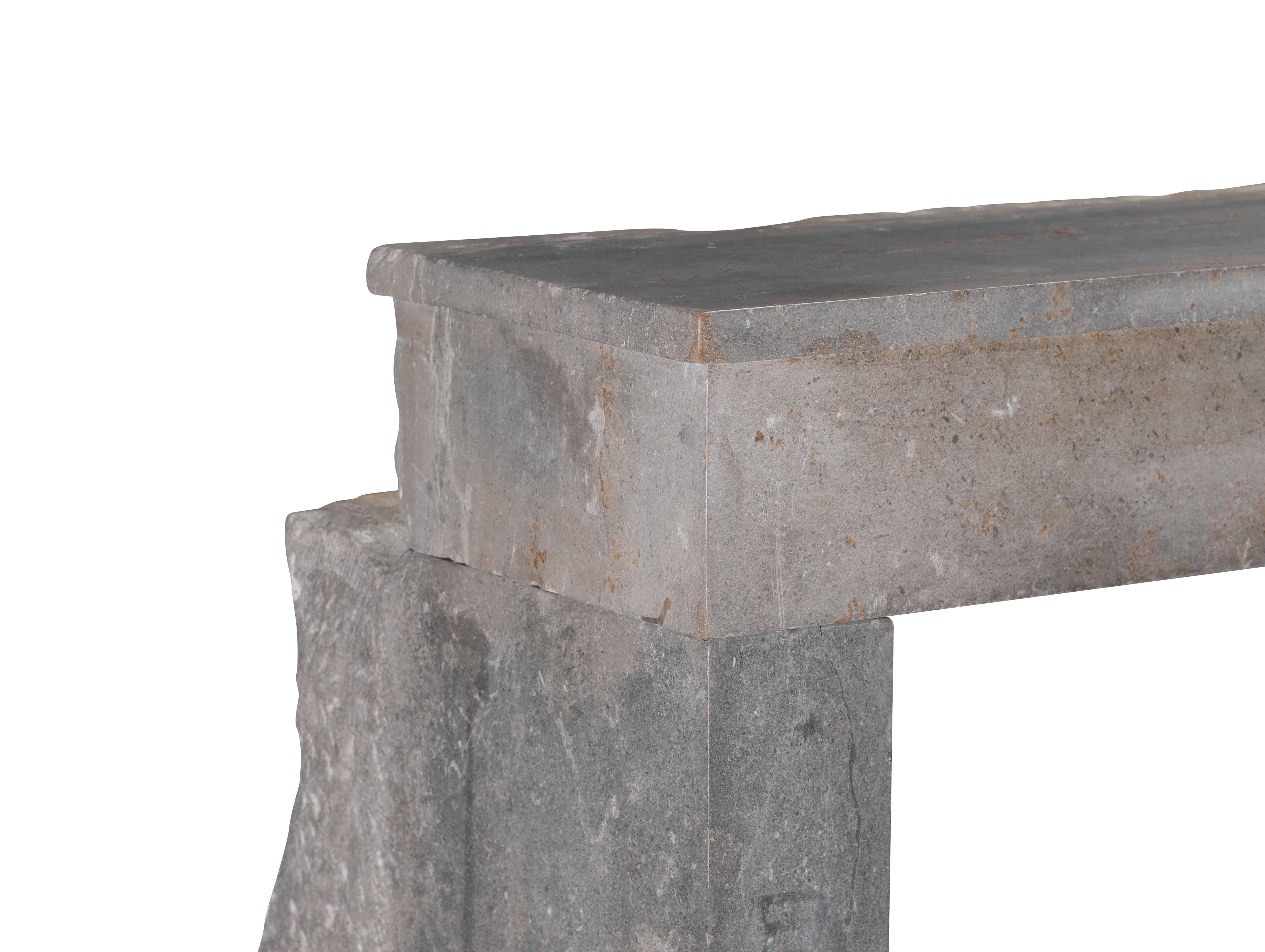 Chimenea Antigua De Piedra Gris Indefinida De Francia Para Un Interiorismo Atemporal Tallado a mano en venta