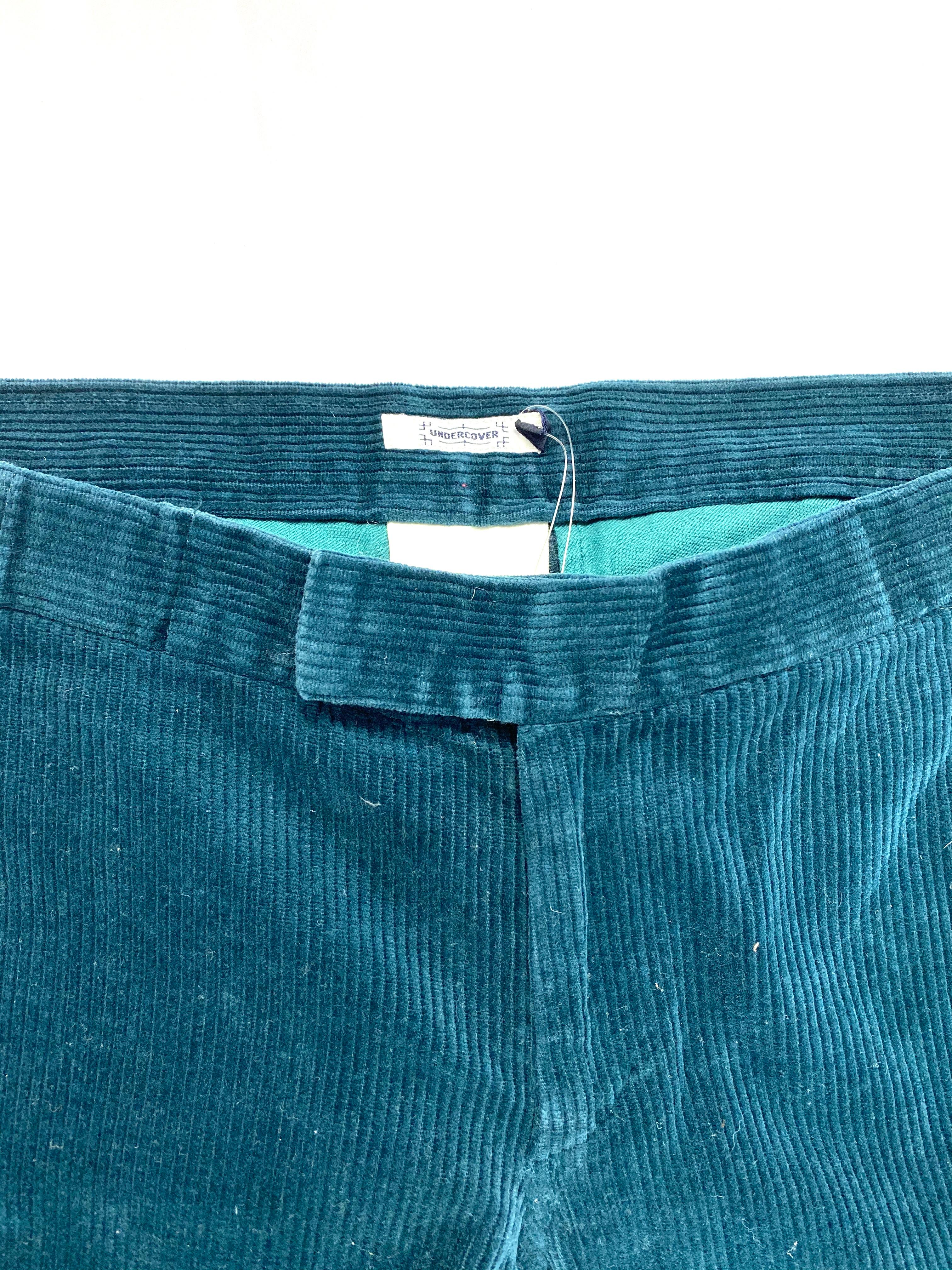 Bleu Pantalon skinny Jun Takahashi turquoise en velours côtelé taille S en vente