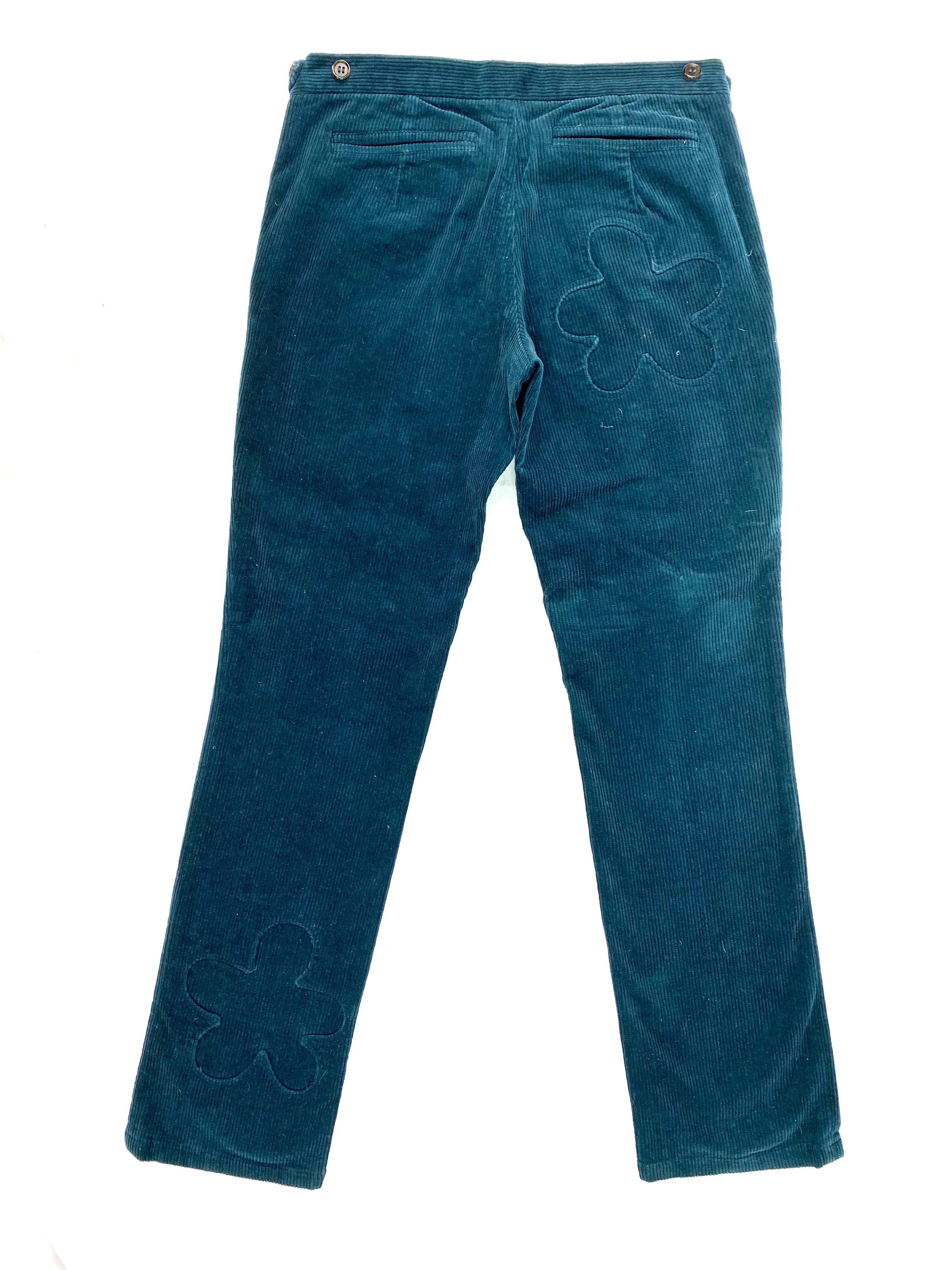 Pantalon skinny Jun Takahashi turquoise en velours côtelé taille S en vente 3