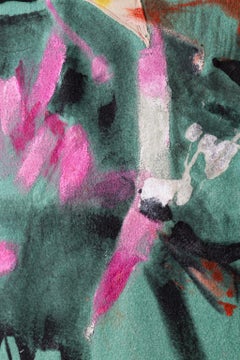 'Bajo las rayas de la tormenta' Colcha Pintura Tapiz de lana Arte textil, en stock