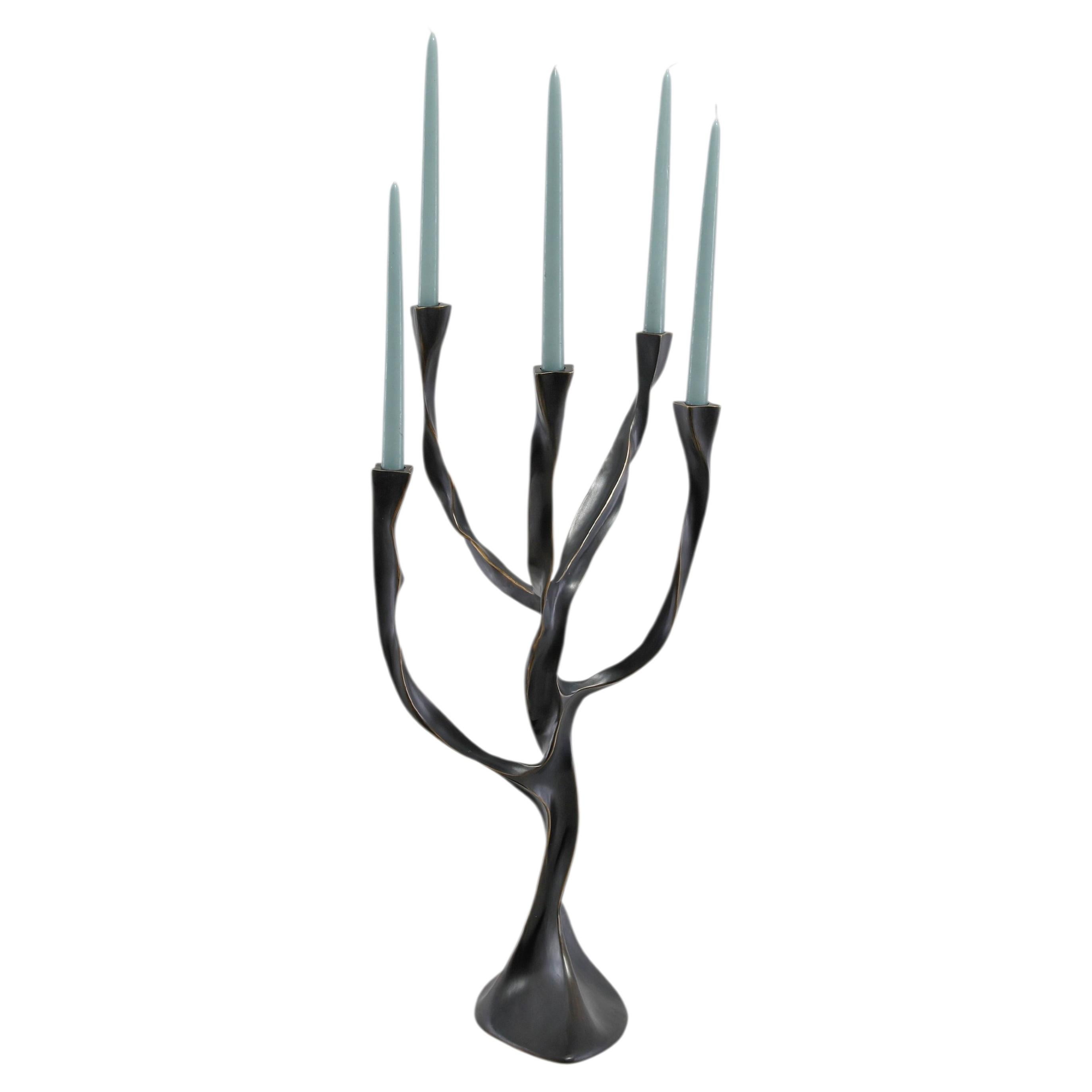 Under The Banyan Bronze Candelabra Large in Brass, Viya by Vikram Goyal