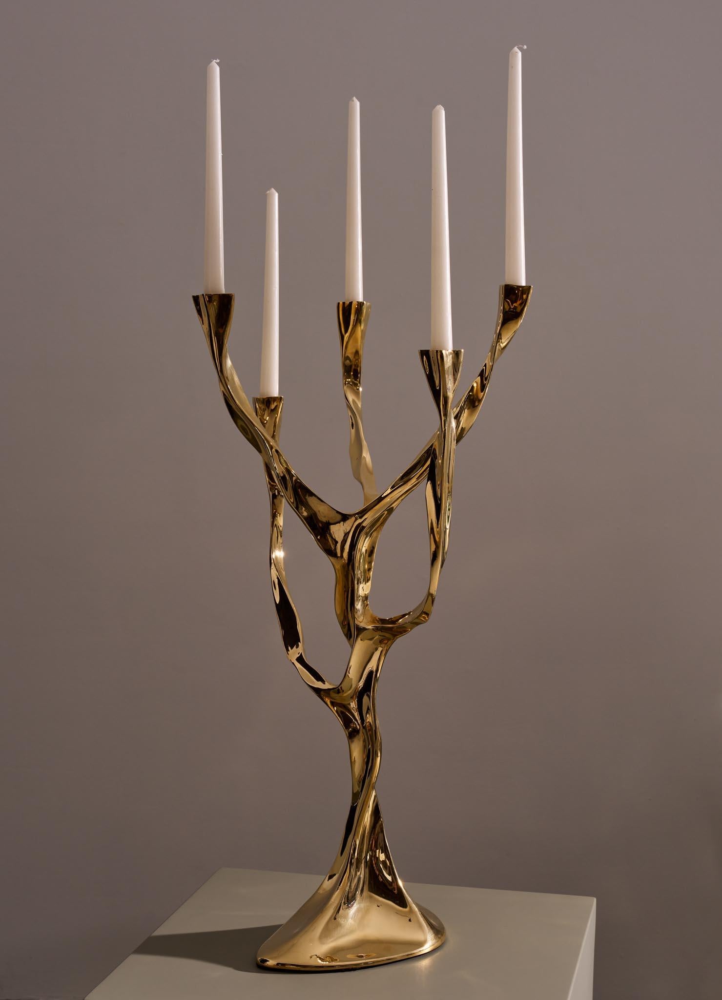Contemporary Under The Banyan Gold Candelabra in Brass, Viya by Vikram Goyal For Sale