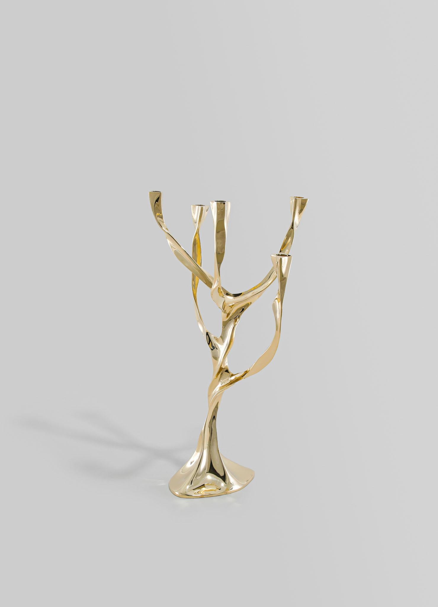 Indian Under The Banyan Gold Candelabra in Brass, Viya by Vikram Goyal For Sale