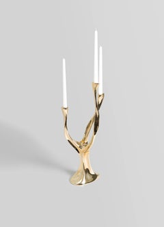 Under The Banyan Gold Candelabra Small in Brass, Viya by Vikram Goyal