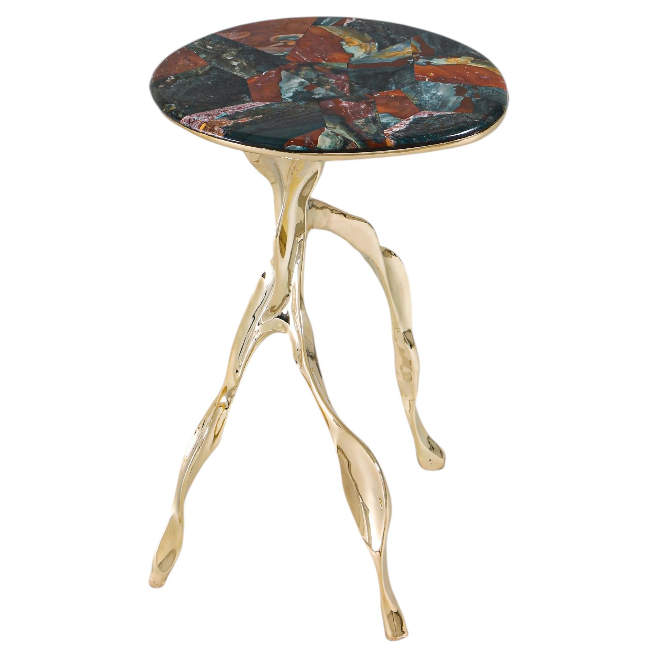Contemporary brass side table, Under The Banyan Gold Large, Viya by Vikram Goyal For Sale