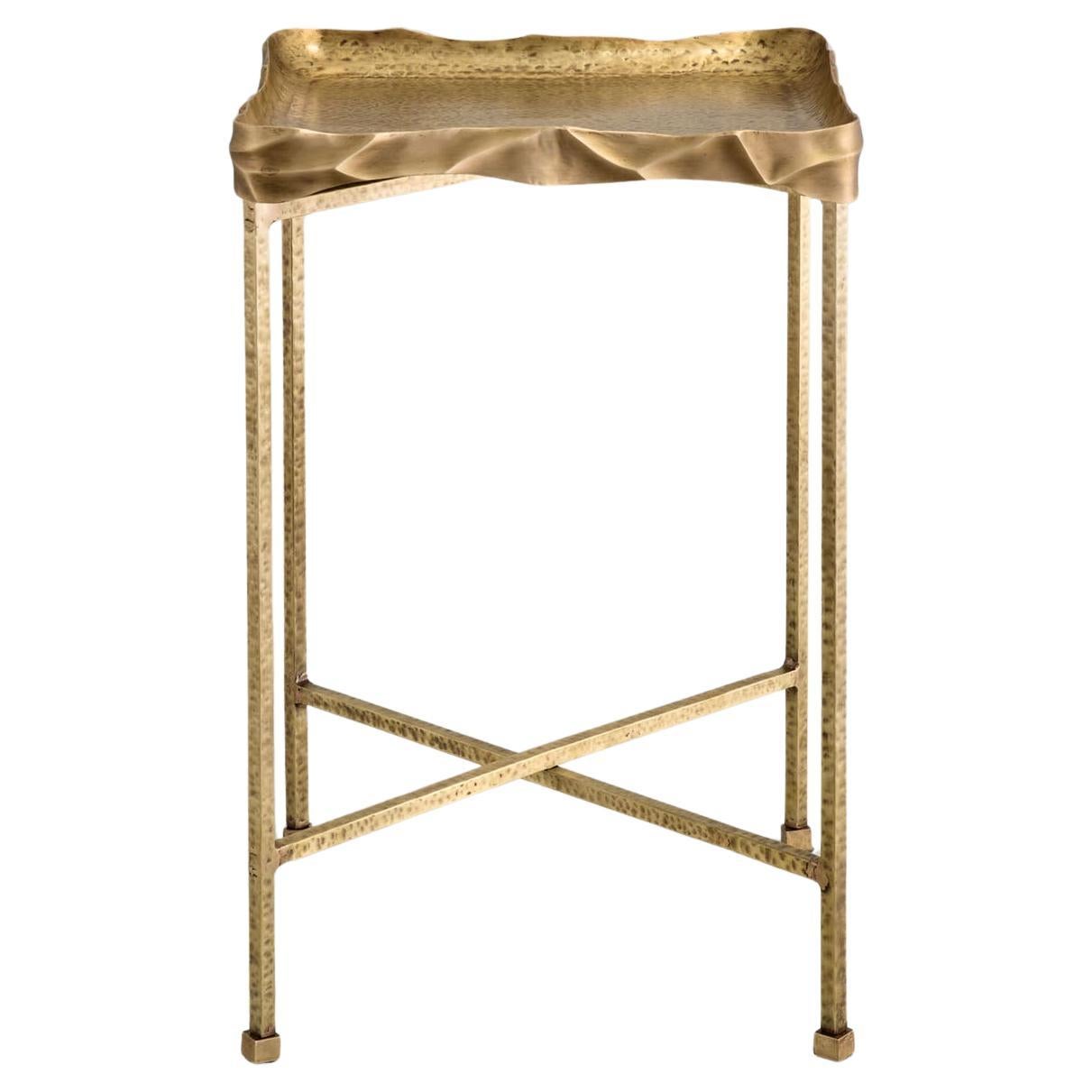 Under The Banyan Gold Tray Table Medium in Brass, Viya by Vikram Goyal