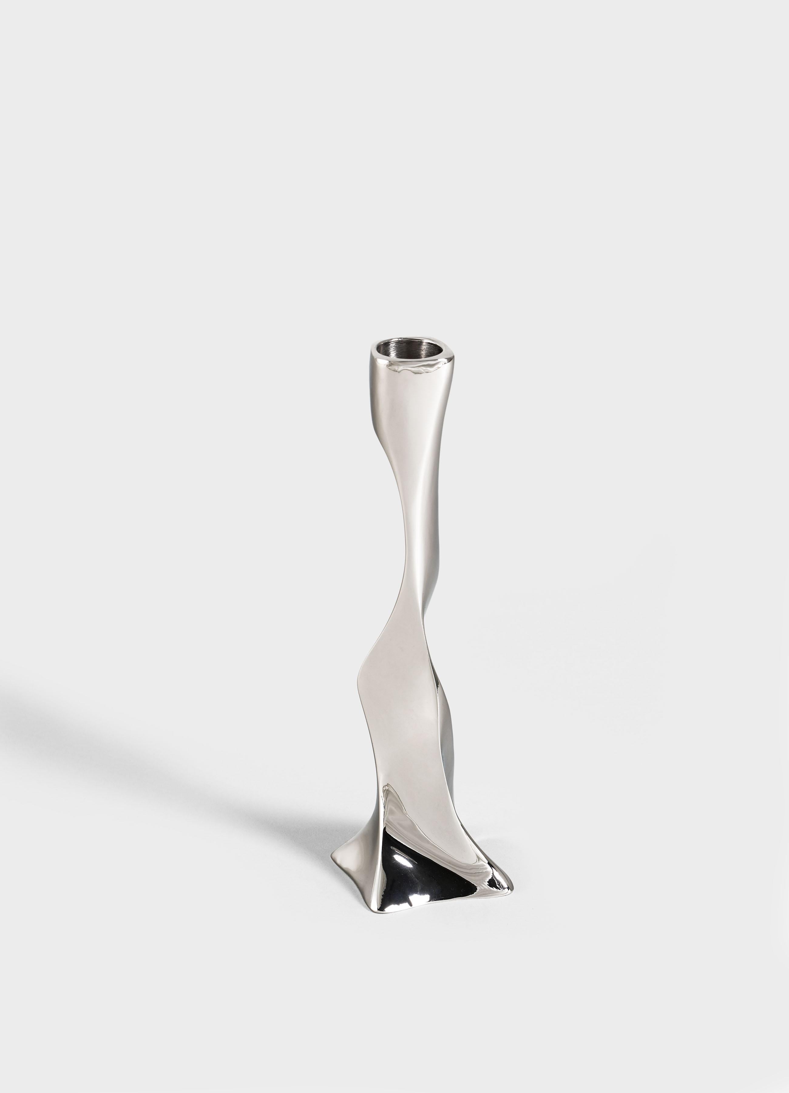 Cast Under The Banyan Nickel Candle Stand Small in Brass, Viya by Vikram Goyal For Sale