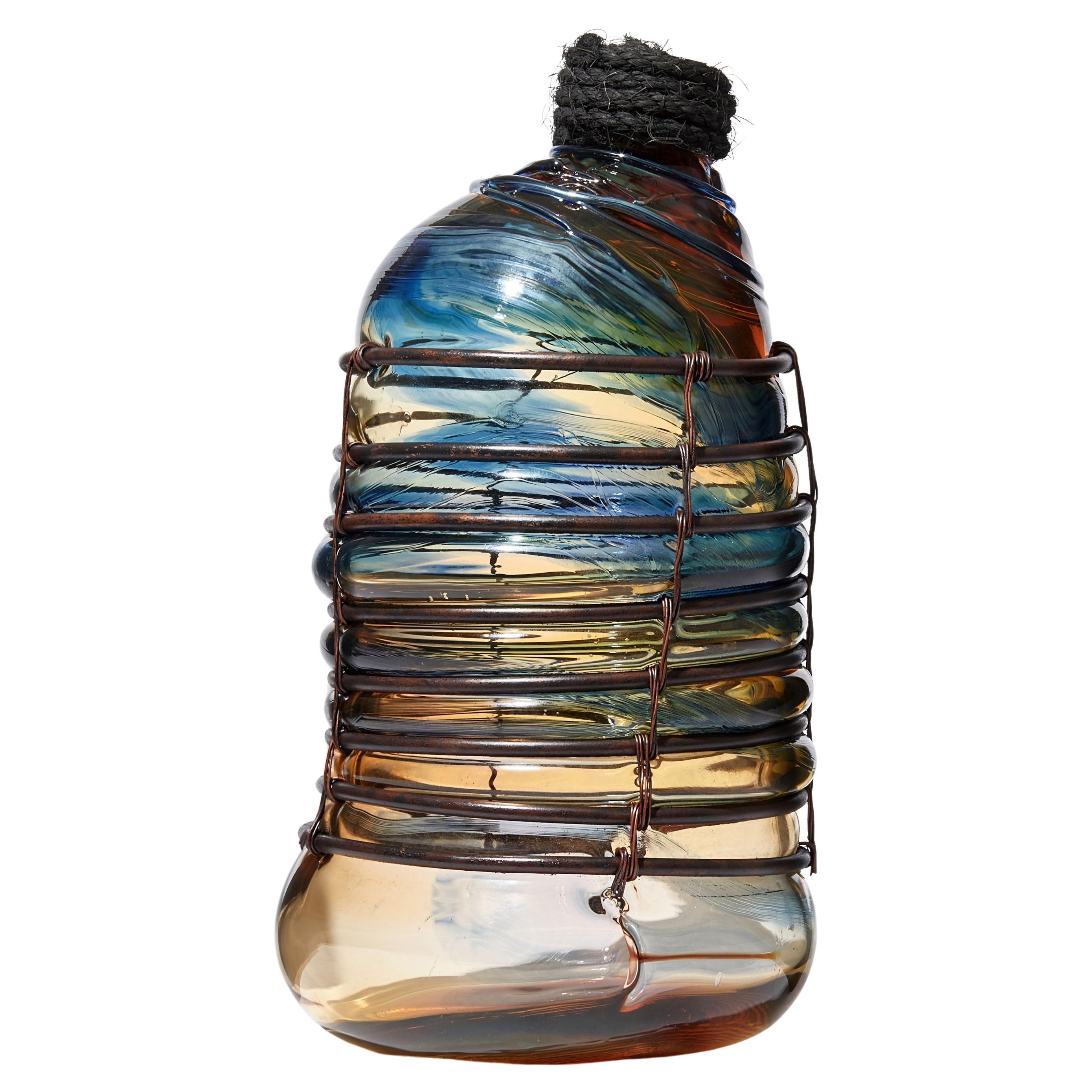 Under the Influence I, an handblown glass, copper & rope sculpture by Chris Day For Sale