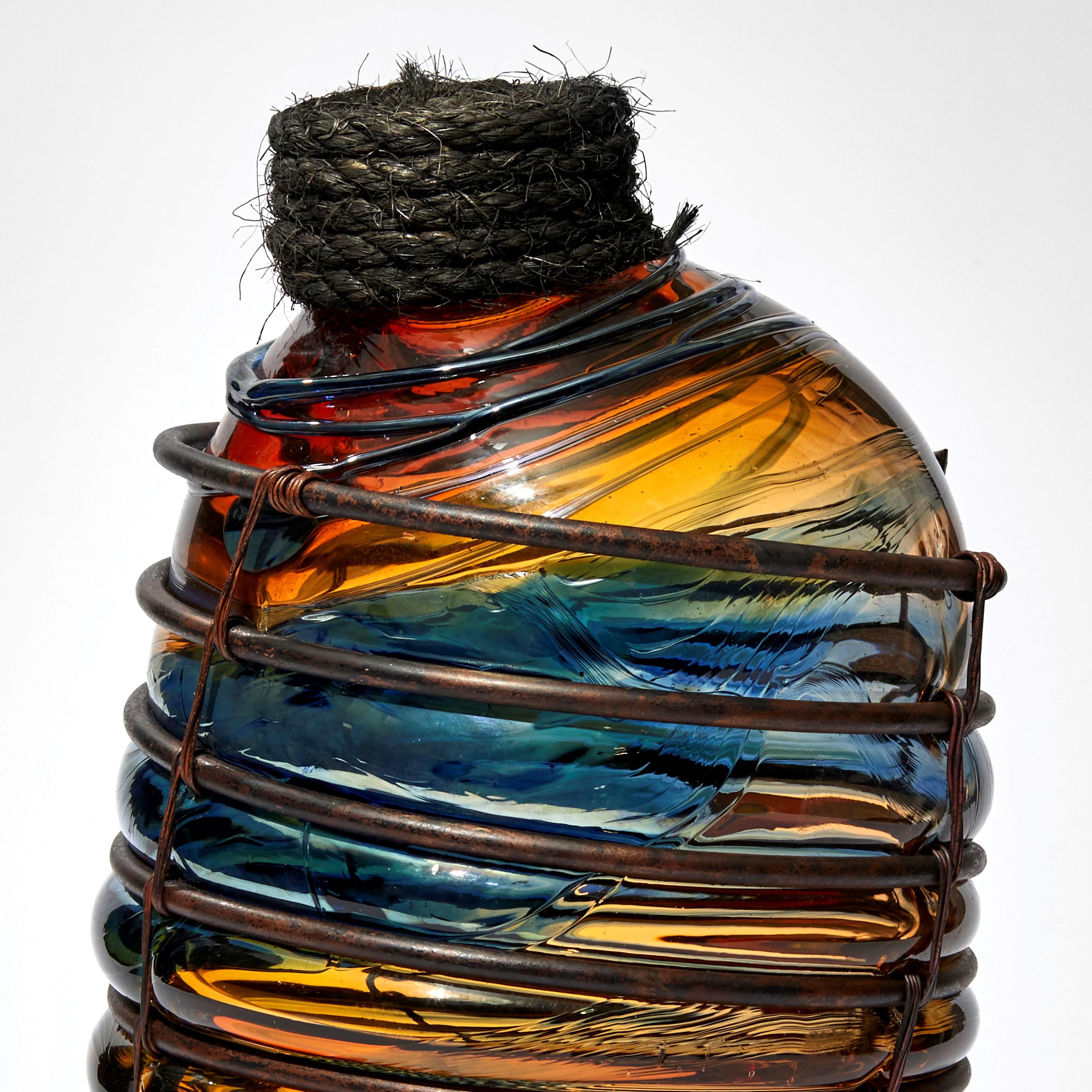 Organic Modern Under the Influence V, a Unique Glass, Copper & Rope Sculpture by Chris Day For Sale