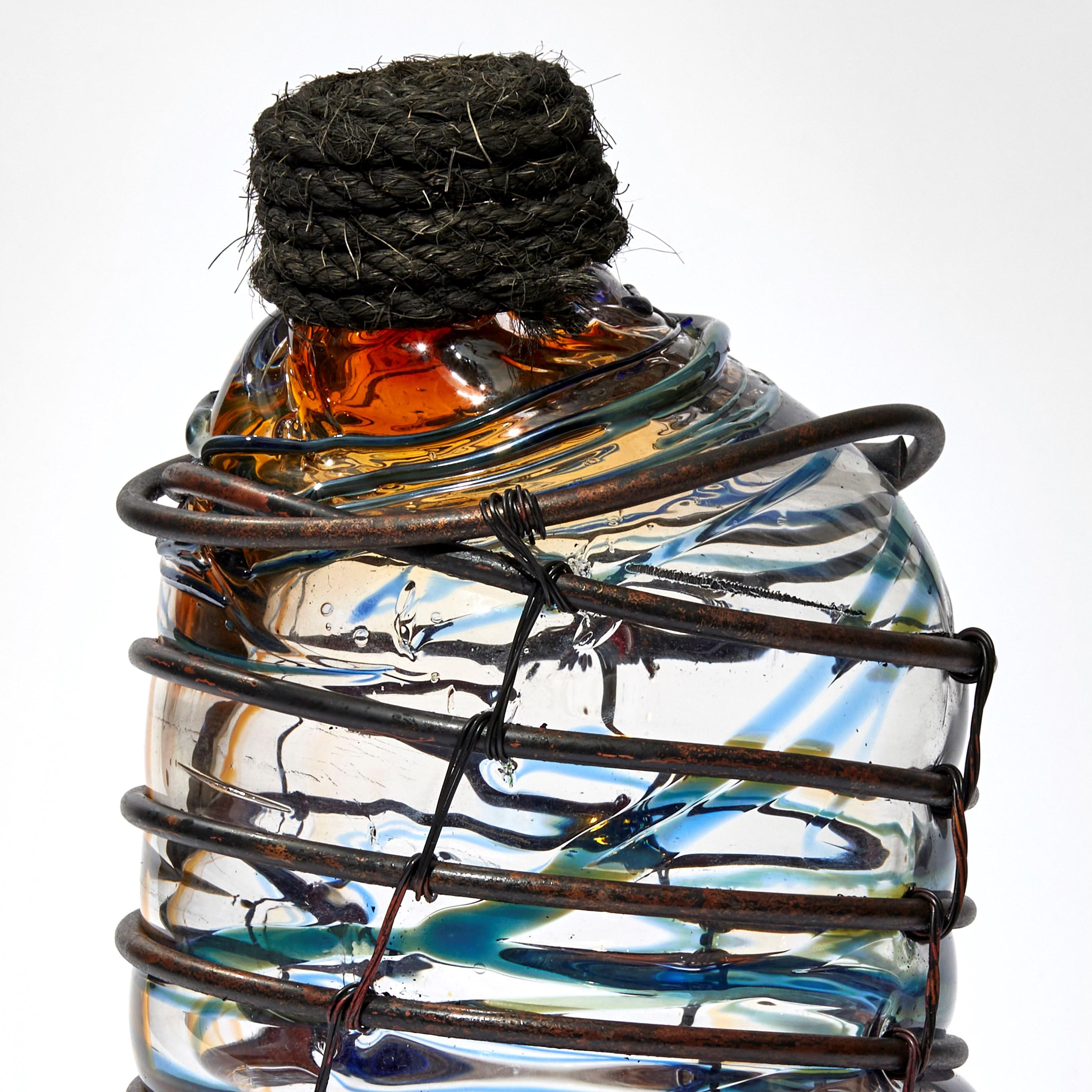 Organic Modern Under the Influence VIII, a Unique Glass, Copper & Rope Sculpture by Chris Day For Sale