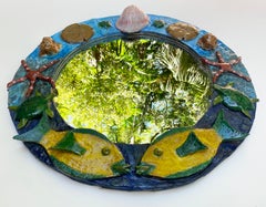 Specchio in ceramica smaltata "Under the Sea" dell'artista della Florida Rexx Fischer, firmato