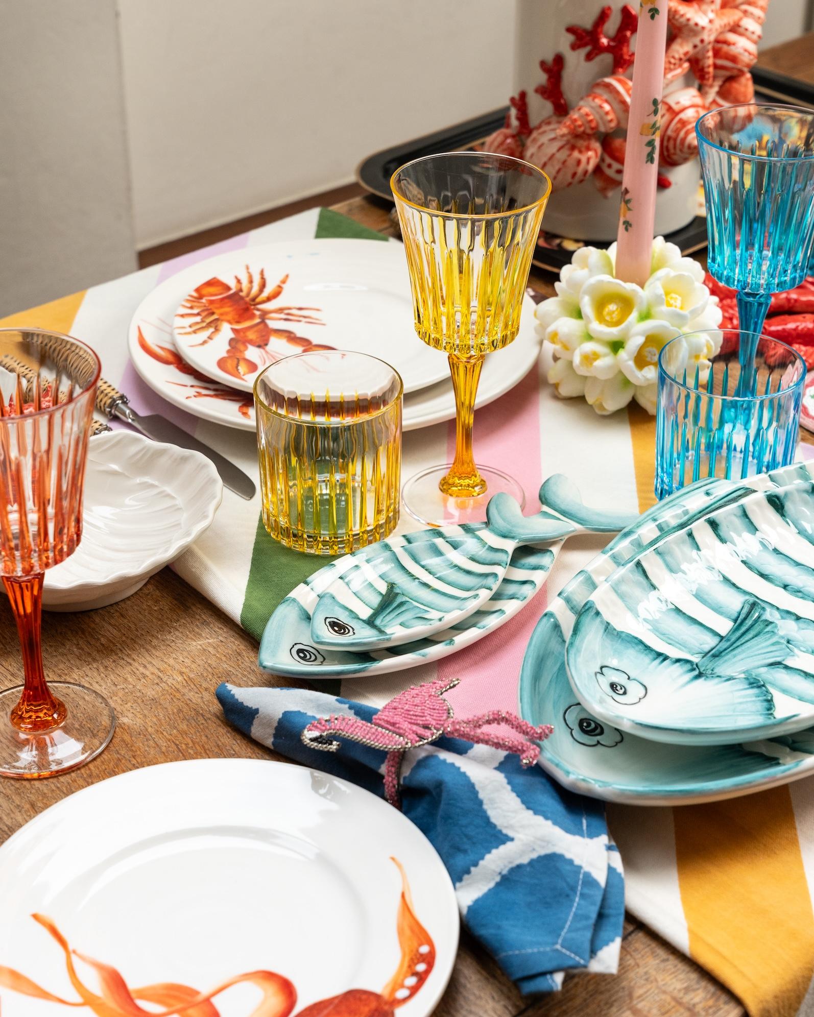 Contemporary Under The Sea - Menagerie D’Été Hand-Painted Ceramic Bowls (Set of 4) For Sale
