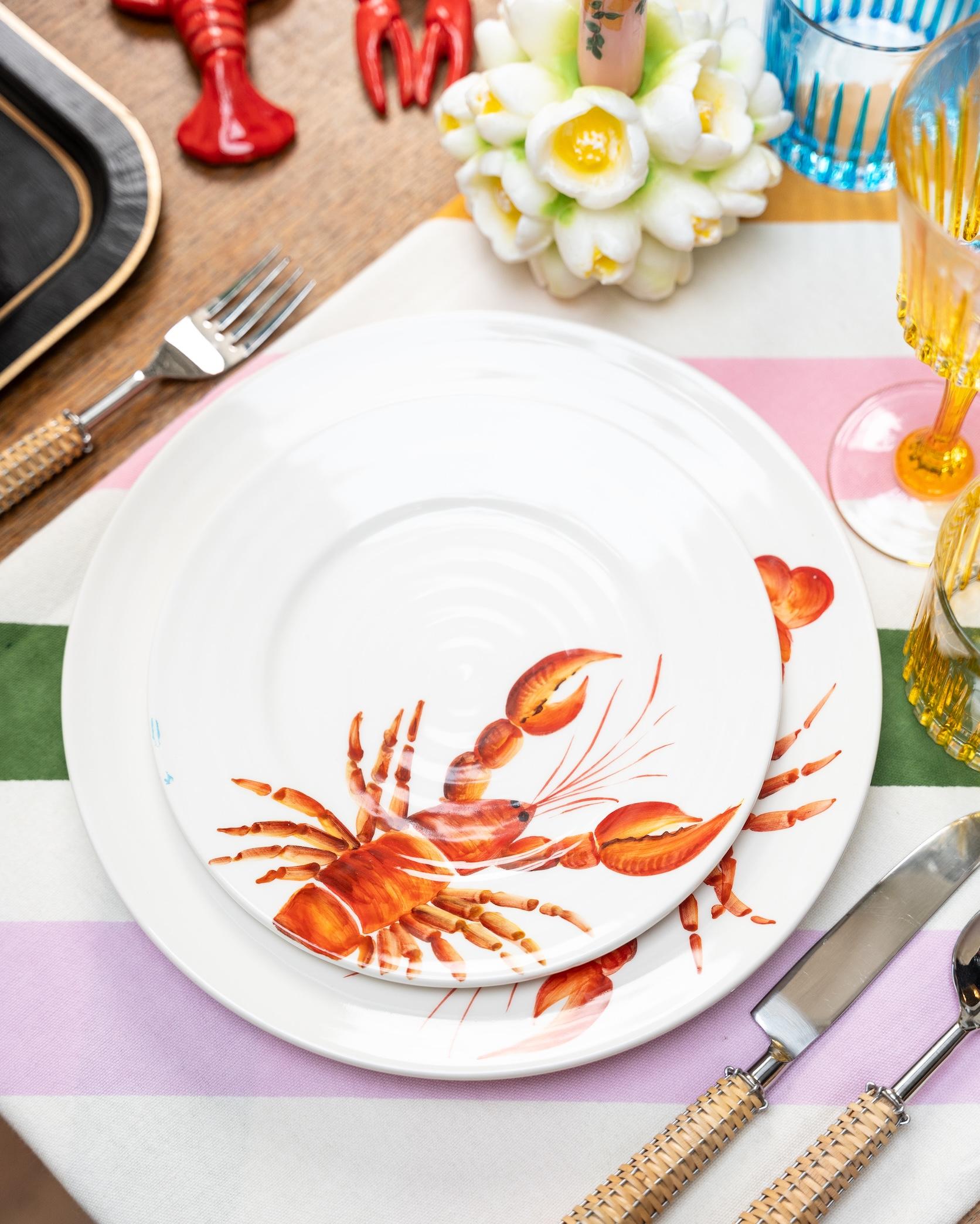 Under The Sea - Menagerie D’Été Hand-Painted Ceramic Salad Plate (Set of 4) In New Condition For Sale In ROCCAVIVARA CB, IT
