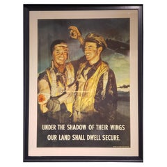 Vintage "Under the Shadow of Their Wings, Our Lands Shall Dwell Secure" WWII Poster