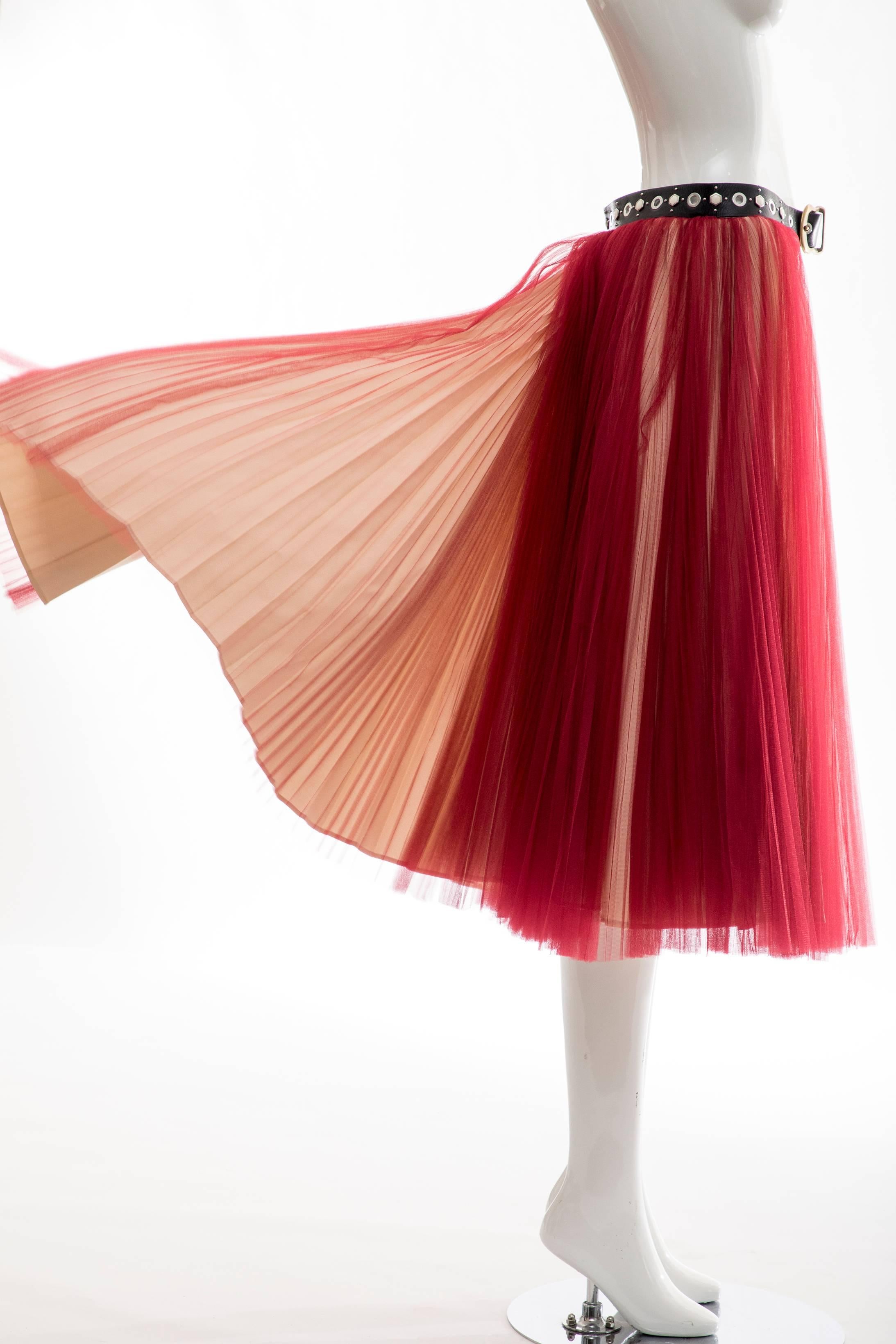 Undercover - Jun Takahashi Red Tulle Silver Pleated Skirt, Spring 2016 7