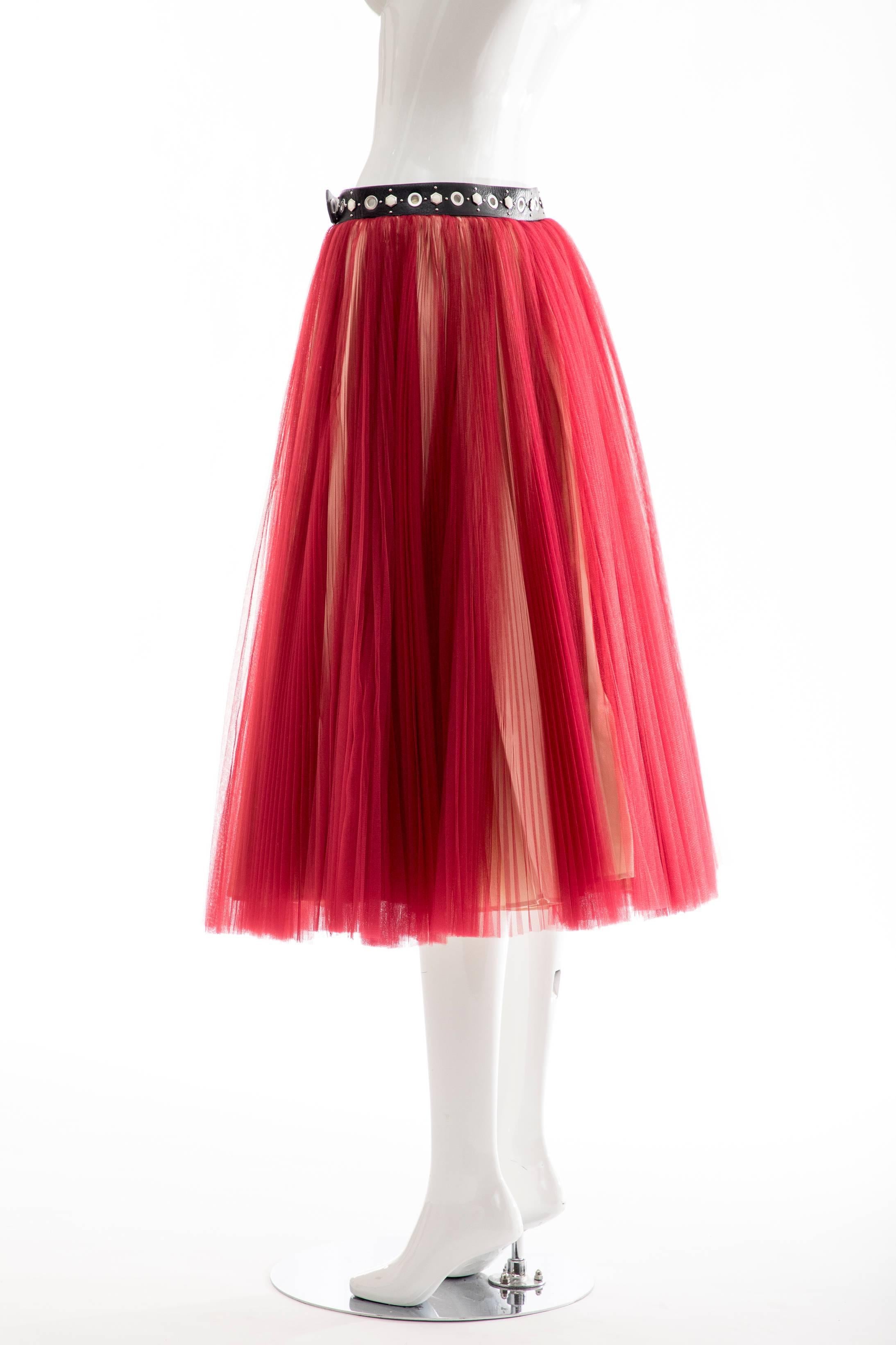 Undercover - Jun Takahashi Red Tulle Silver Pleated Skirt, Spring 2016 8