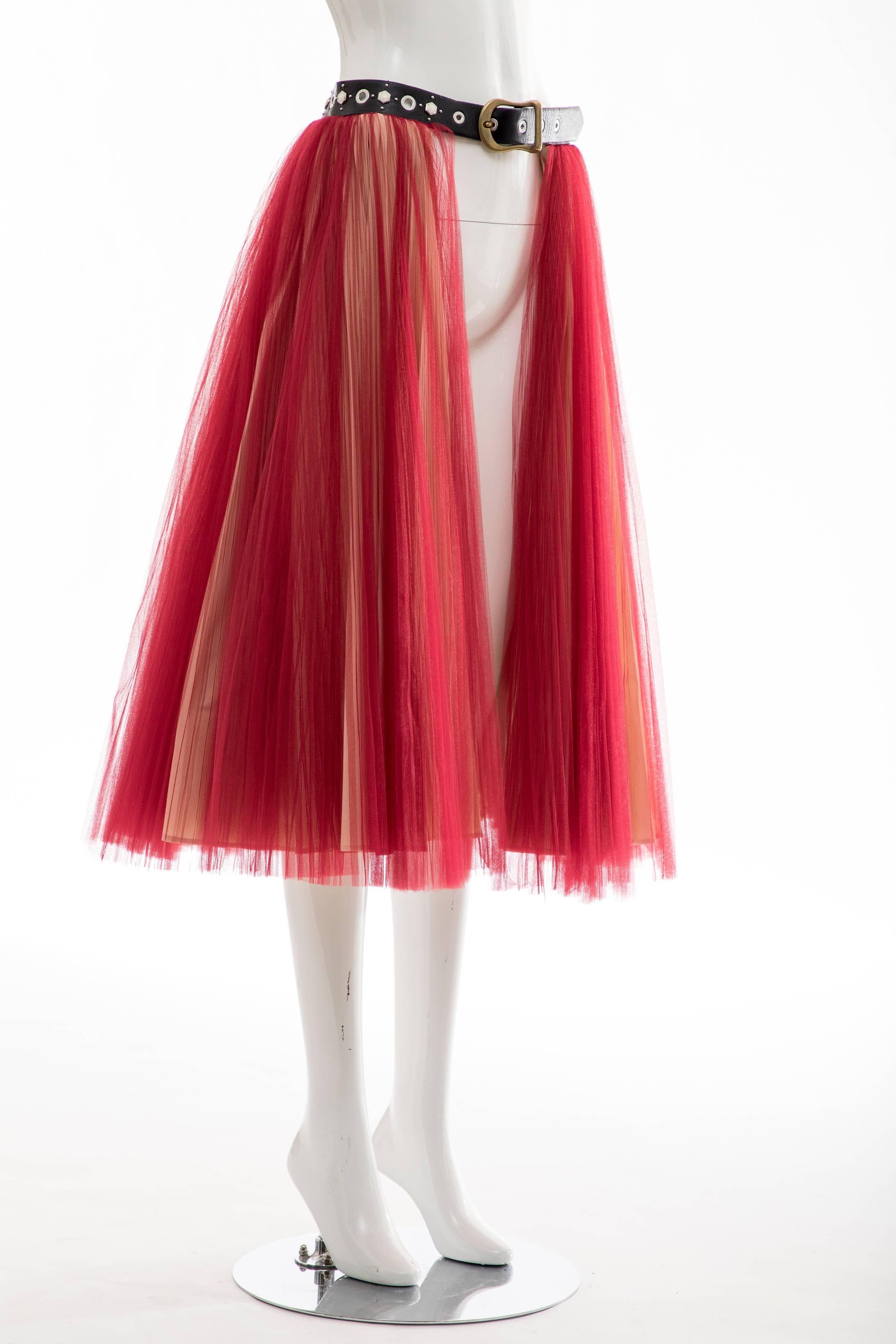 Women's or Men's Undercover - Jun Takahashi Red Tulle Silver Pleated Skirt, Spring 2016