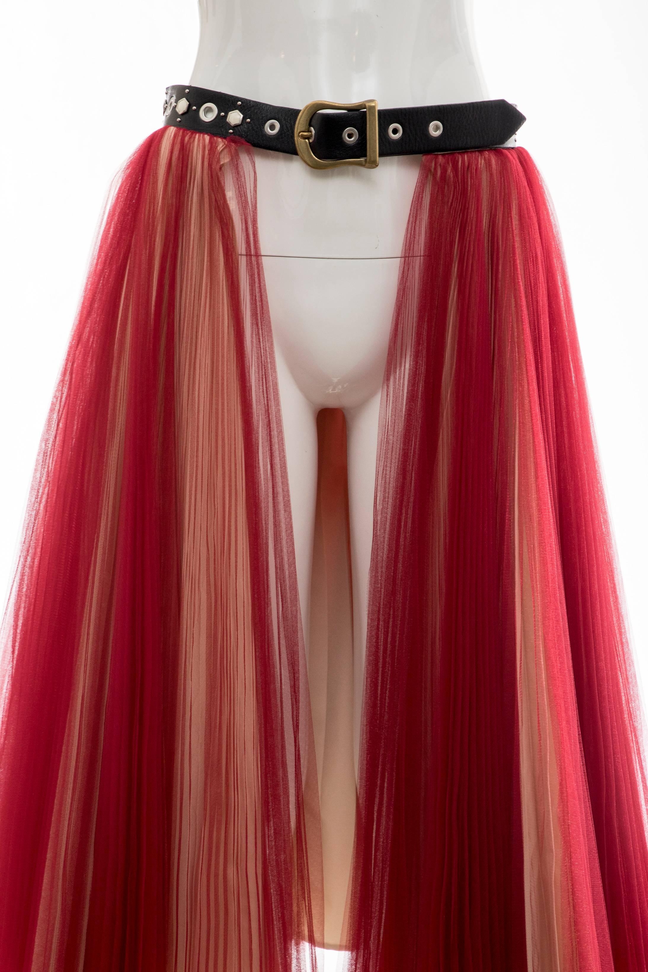 Undercover - Jun Takahashi Red Tulle Silver Pleated Skirt, Spring 2016 1