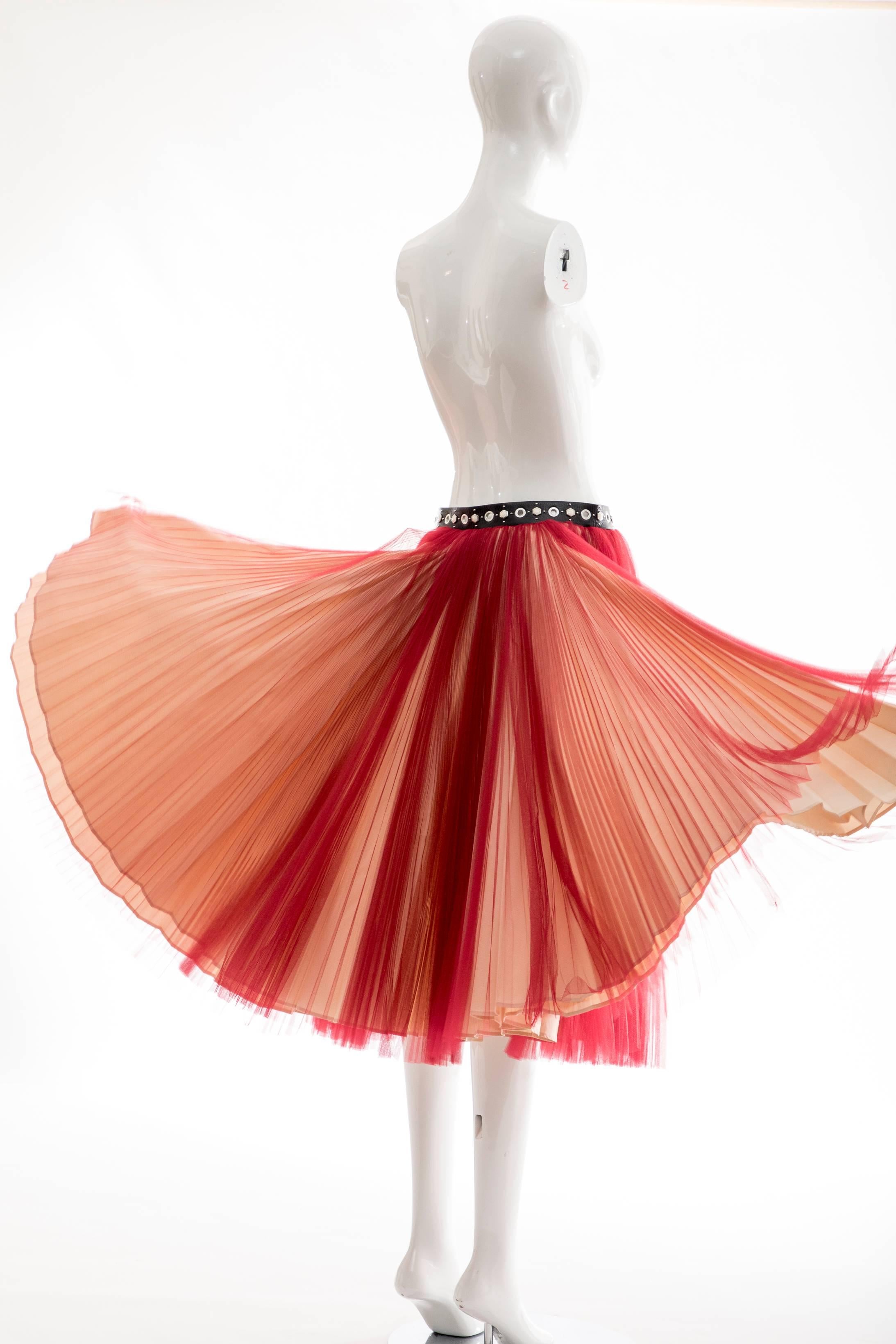 Undercover - Jun Takahashi Red Tulle Silver Pleated Skirt, Spring 2016 4