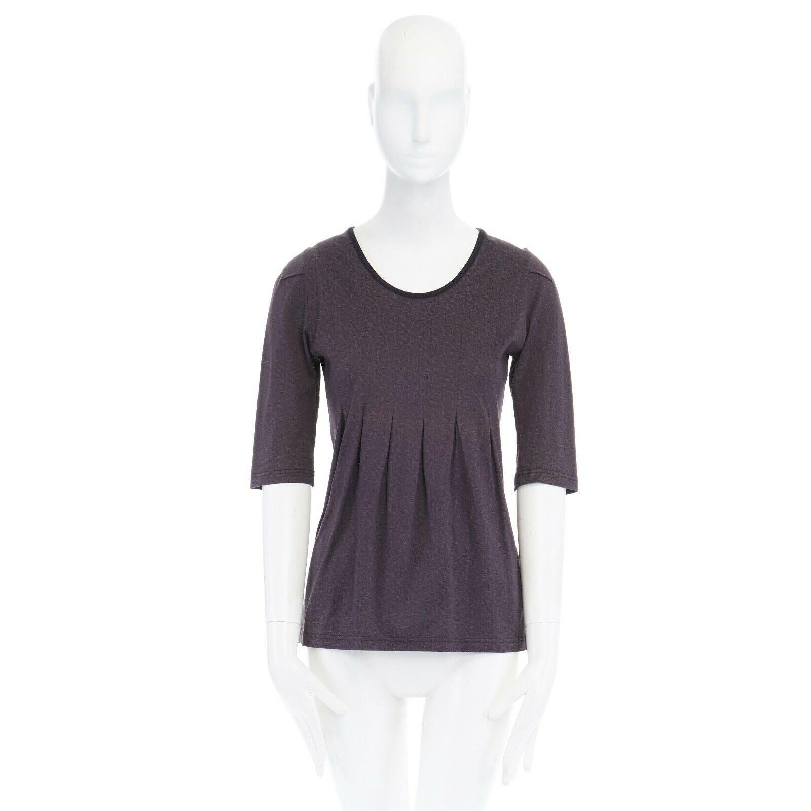 Black UNDERCOVER 100% cotton grey geometric print scoop beck pleated waist t-shirt JP1