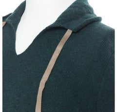 UNDERCOVER 100% wool dark green ribbon drawstring V-neck pullover sweater S