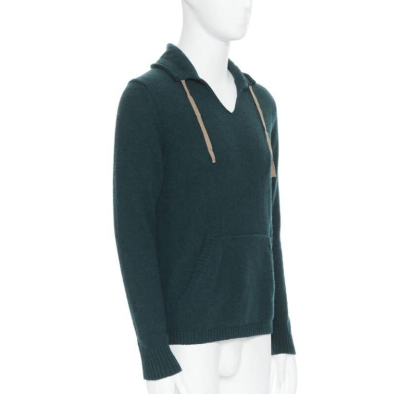 Noir UNDERCOVER 100% laine vert foncé ruban cordon de serrage col en V pull-over S en vente