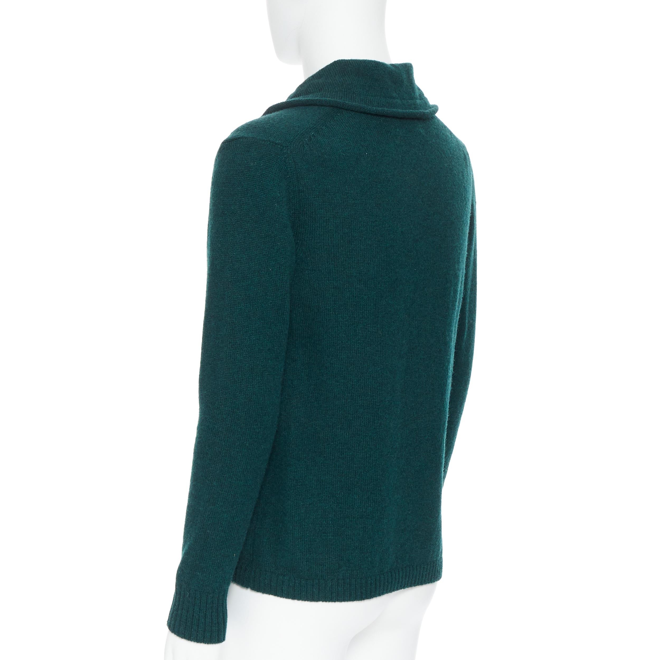 Men's UNDERCOVER 100% wool dark green ribbon drawstring V-neck pullover sweater S For Sale