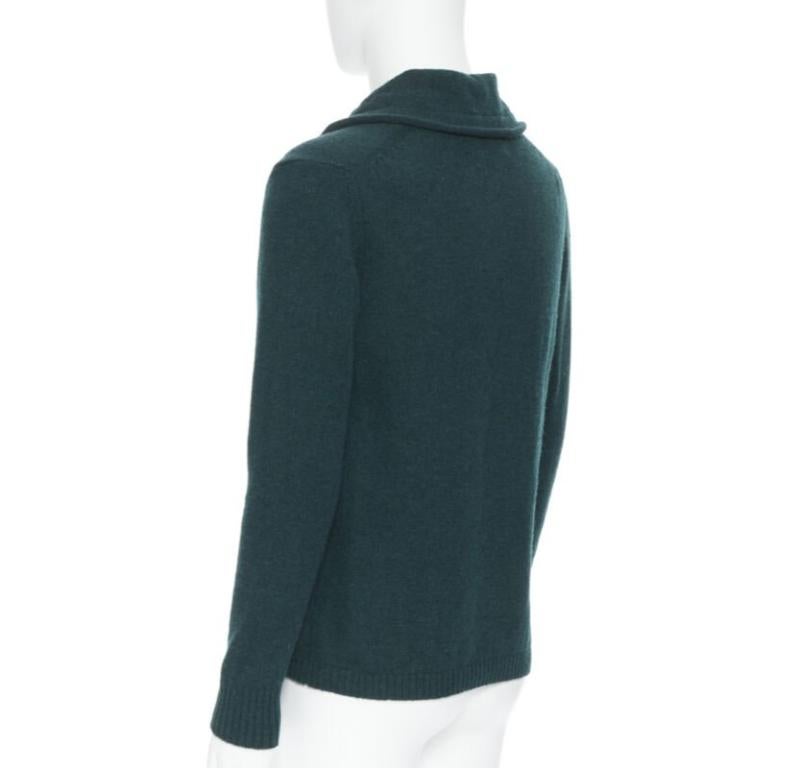 UNDERCOVER 100% laine vert foncé ruban cordon de serrage col en V pull-over S en vente 1
