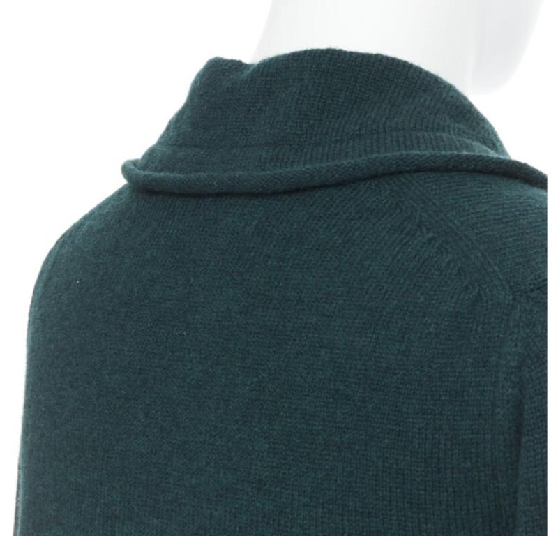UNDERCOVER 100% laine vert foncé ruban cordon de serrage col en V pull-over S en vente 2