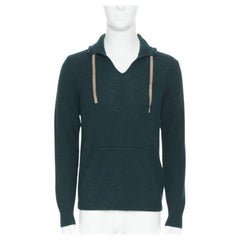 UNDERCOVER 100% wool dark green ribbon drawstring V-neck pullover sweater S