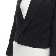 UNDERCOVER 2006 "T" black wool angular collar cropped blazer jacket JP1 S