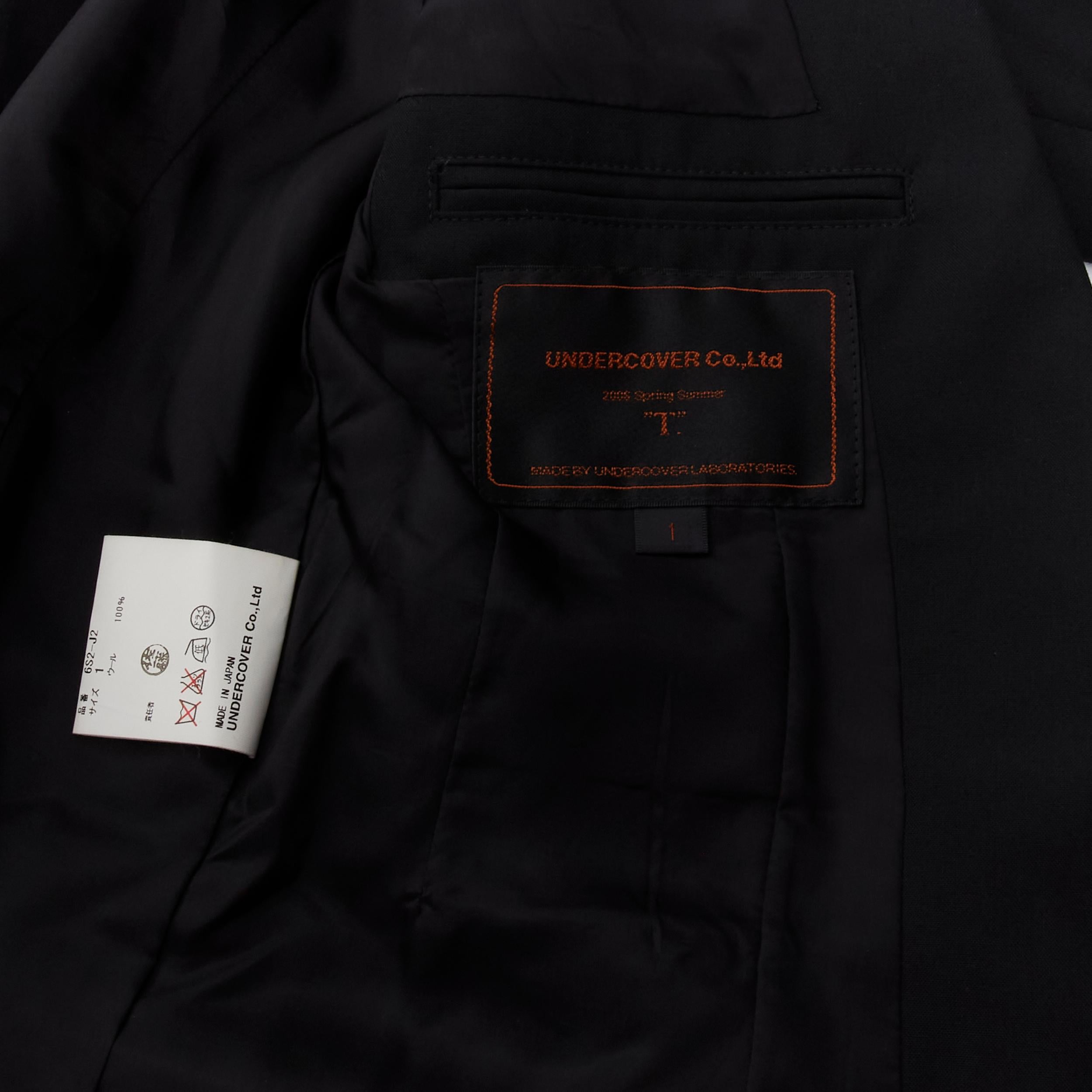 Veste blazer courte à col angulaire en laine noire JP1 S UNDERCOVER 2006 en vente 4