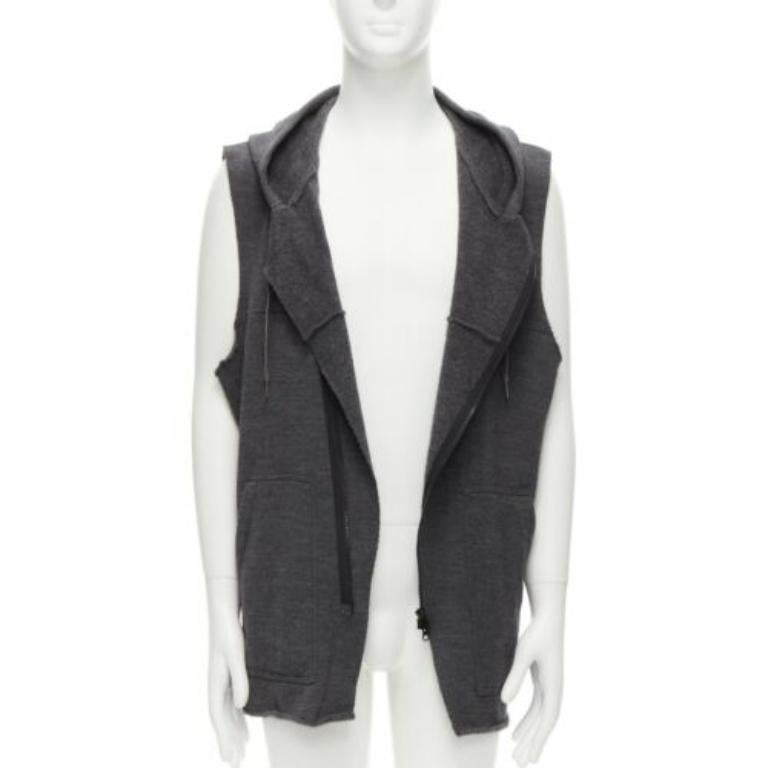 UNDERCOVER 2007 chaleco con capucha y mangas de borde crudo en mezcla de lana y angora JP3 L Negro en venta