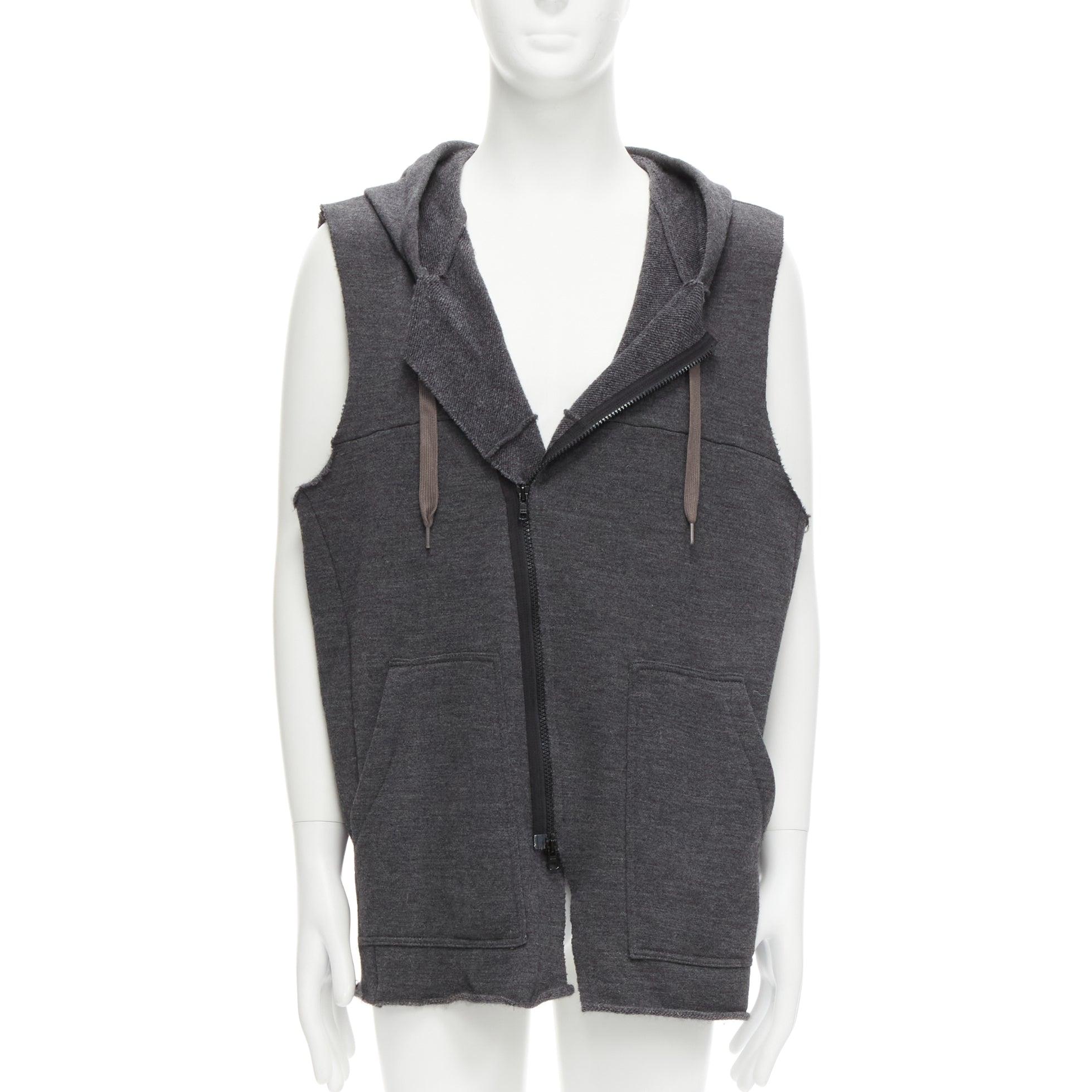 UNDERCOVER 2007 wool angora blend raw edge sleeve hooded vest JP3 L In Excellent Condition For Sale In Hong Kong, NT