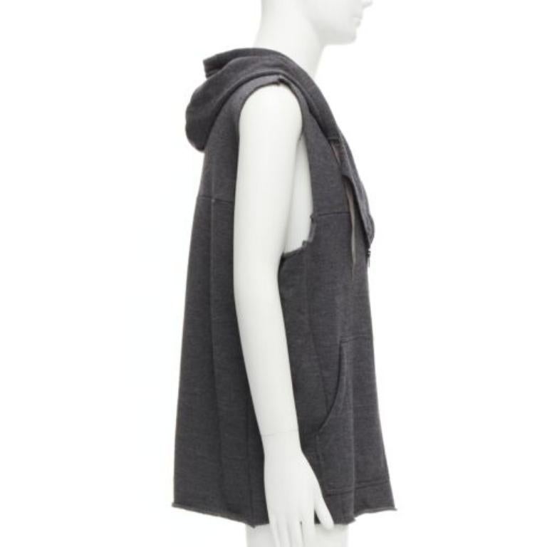 De los hombres UNDERCOVER 2007 chaleco con capucha y mangas de borde crudo en mezcla de lana y angora JP3 L en venta