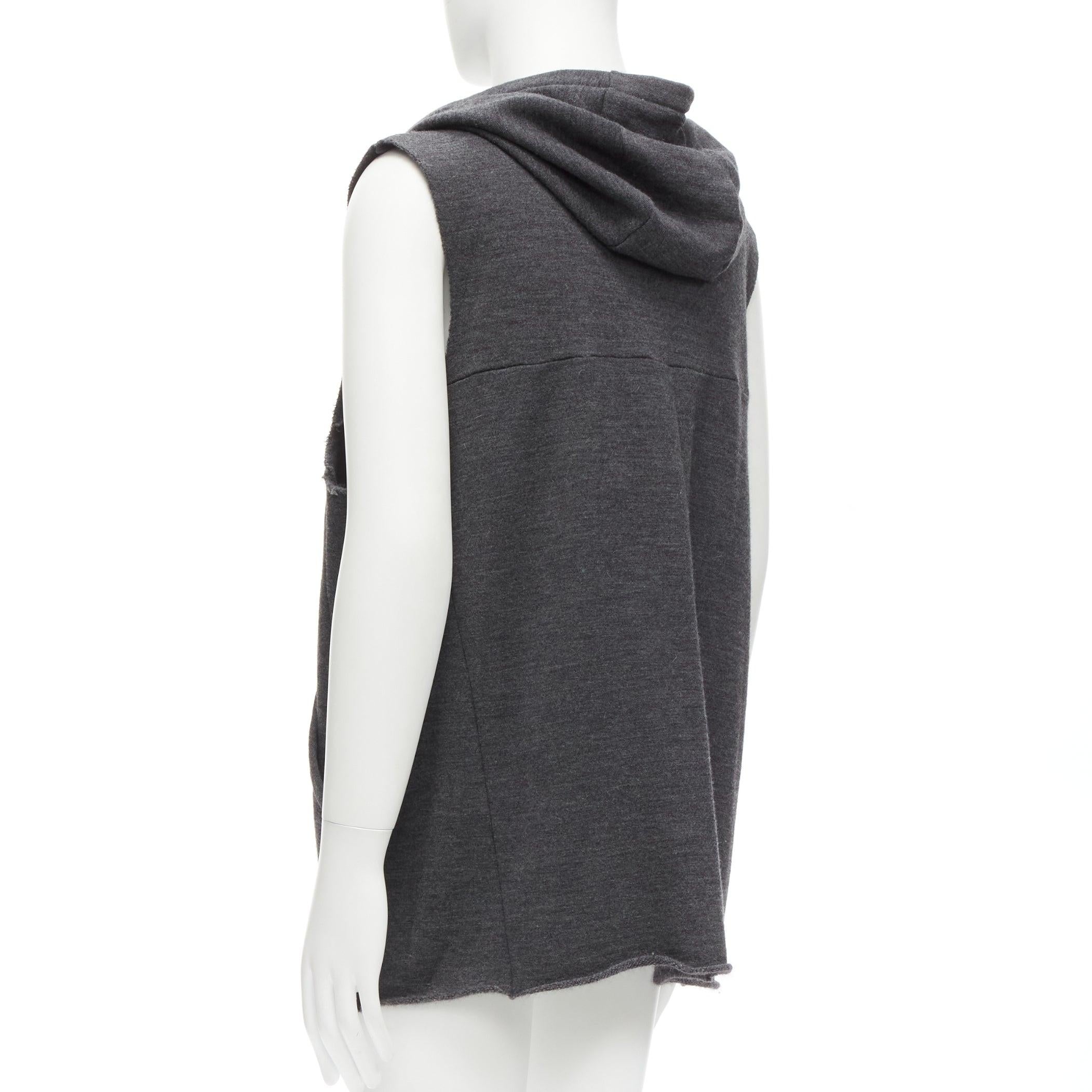 UNDERCOVER 2007 wool angora blend raw edge sleeve hooded vest JP3 L For Sale 2