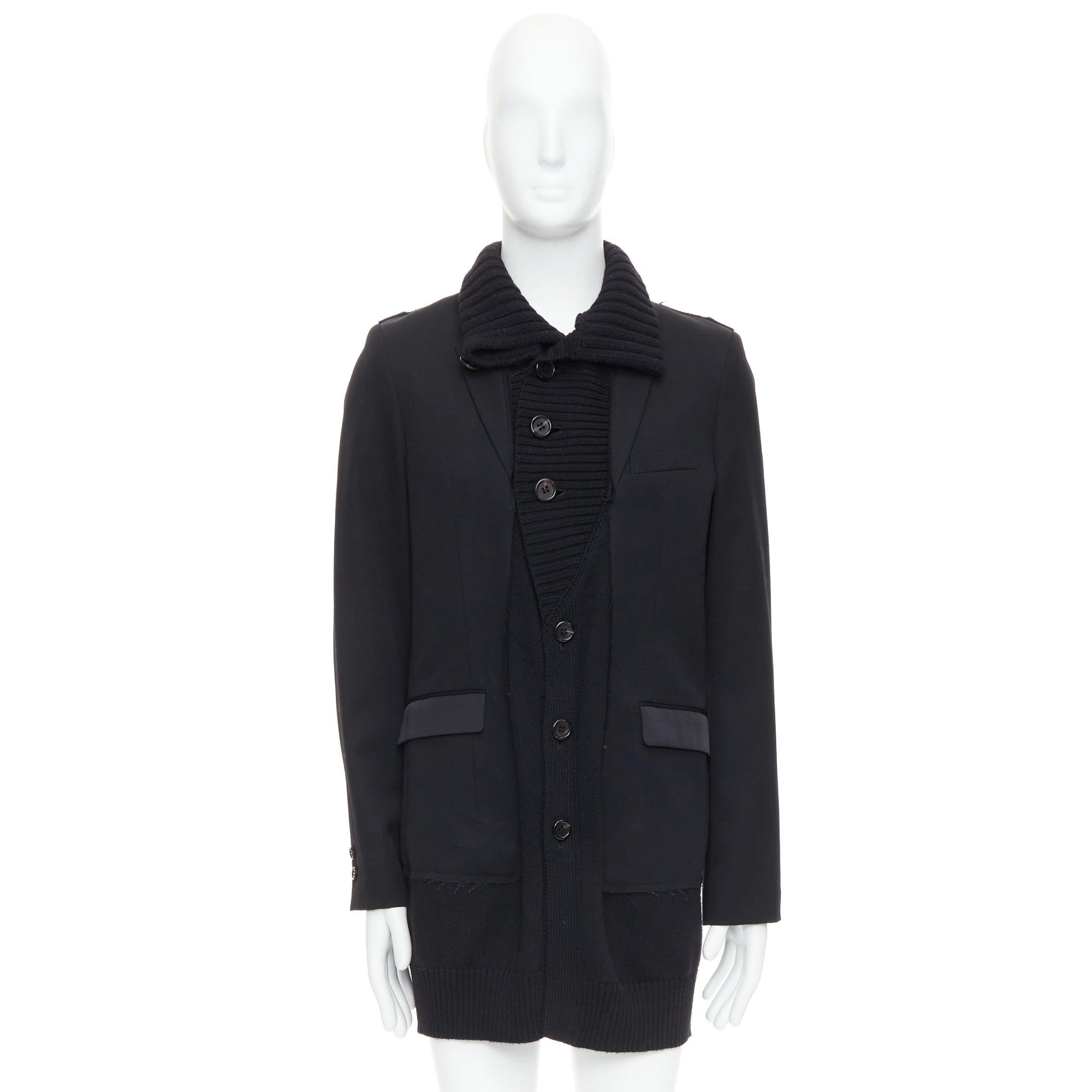 UNDERCOVER 2008 cappotto lungo a strati in lana e alpaca nera JP3 L in vendita 5