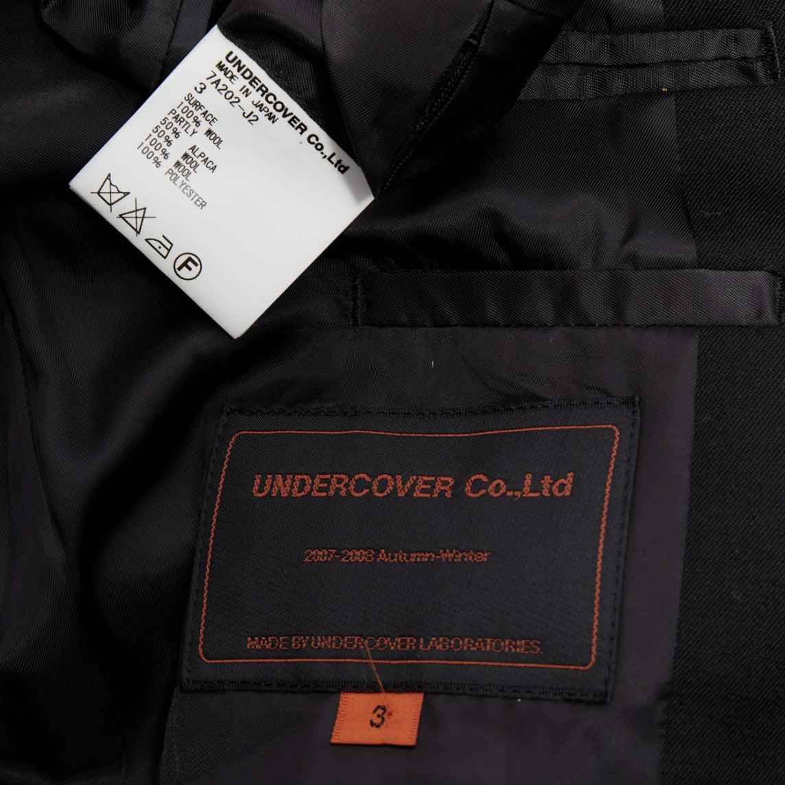 UNDERCOVER 2008 cappotto lungo a strati in lana e alpaca nera JP3 L in vendita 4