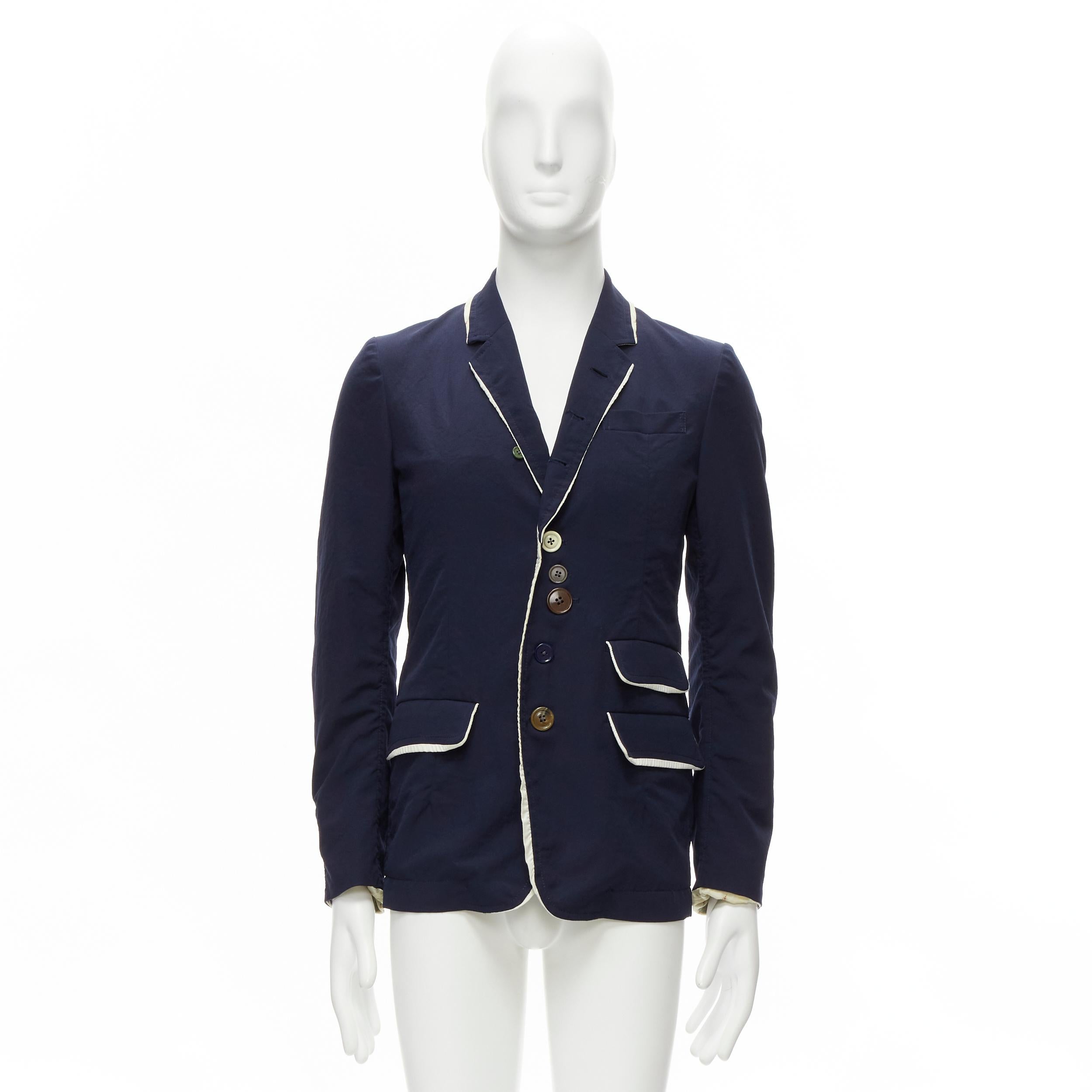 UNDERCOVER 2014 But Beautiful navy satin multi button embellished blazer JP2 M For Sale 7